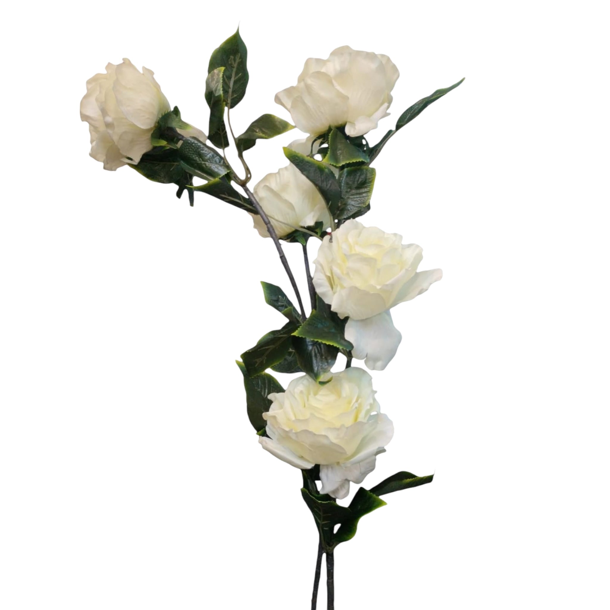 Artificial Big Flower Rose White 5-Head 130cm