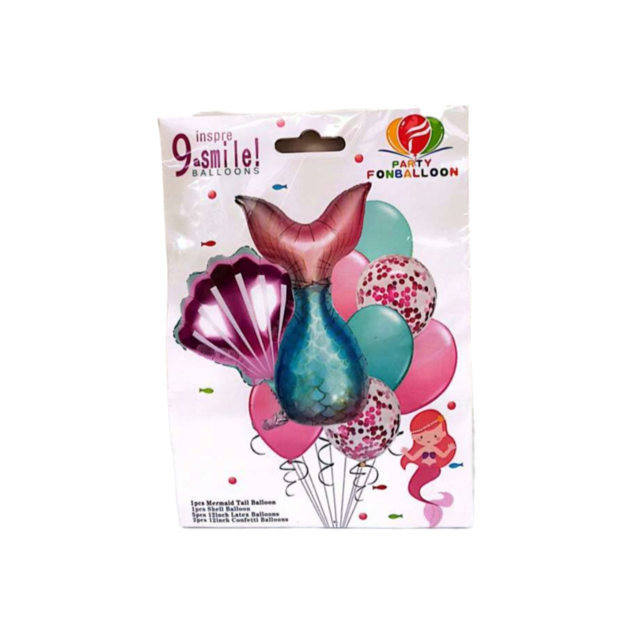 Foil Balloon 30inch Mermaid Tail 9pc Set