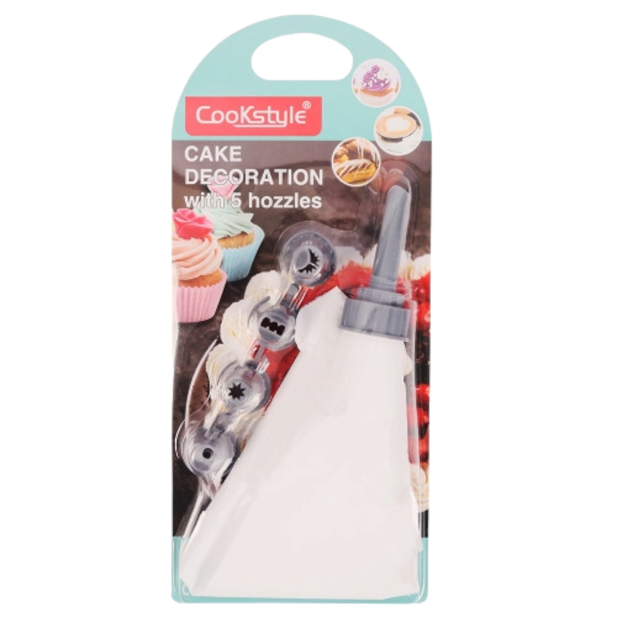 Cake Icing Set Decorator W/5 4-Nozzles 24.5x12cm S-025