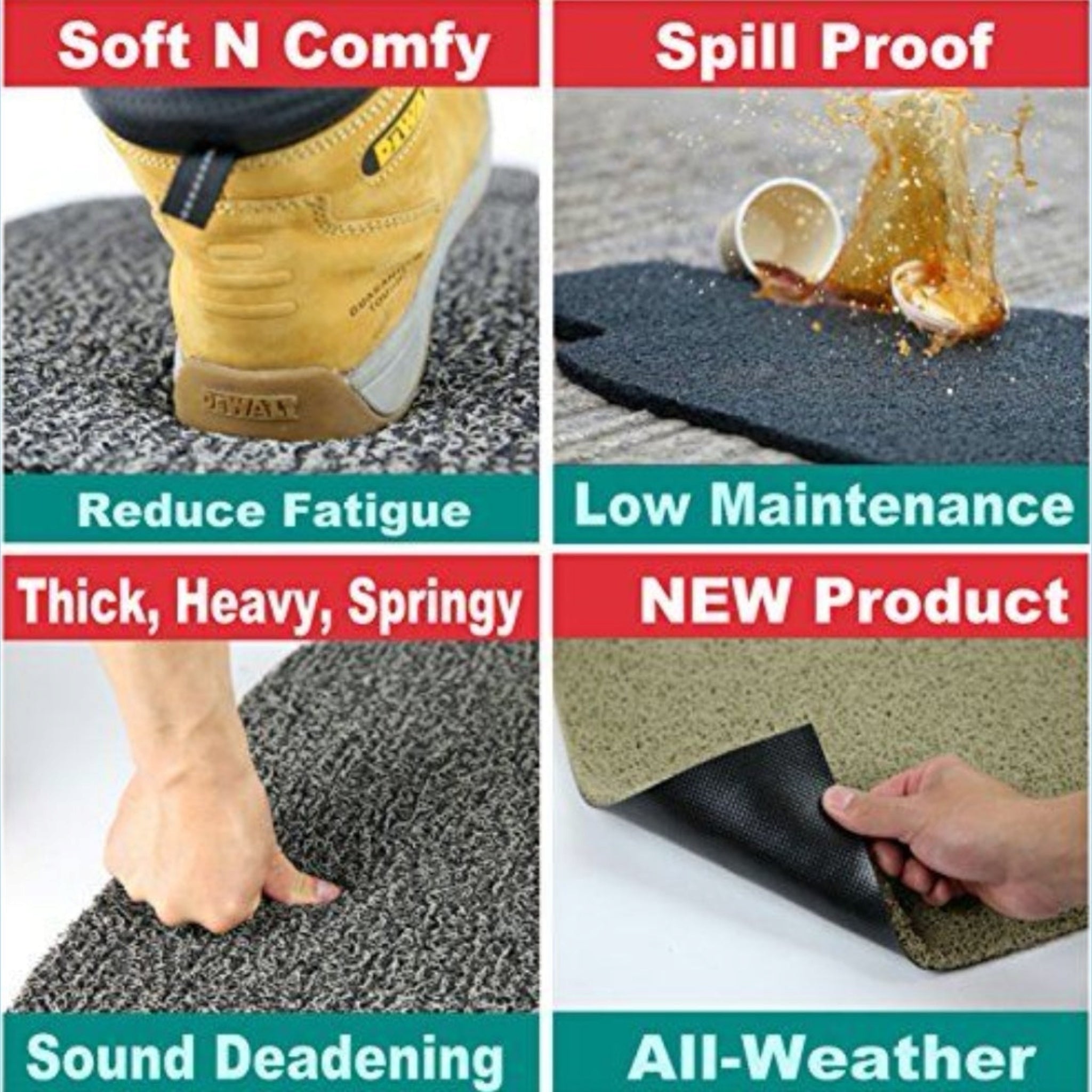 Anti Slip Vinly PVC Coil Floor Mat Heavy Duty 1.2m-wide 15mm-Thick x1m