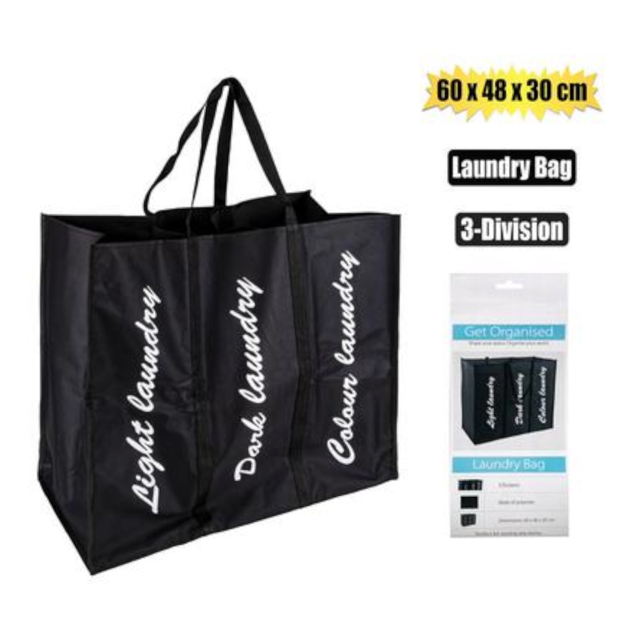 Storage Laundry Bag 60x48x30cm 3-Division