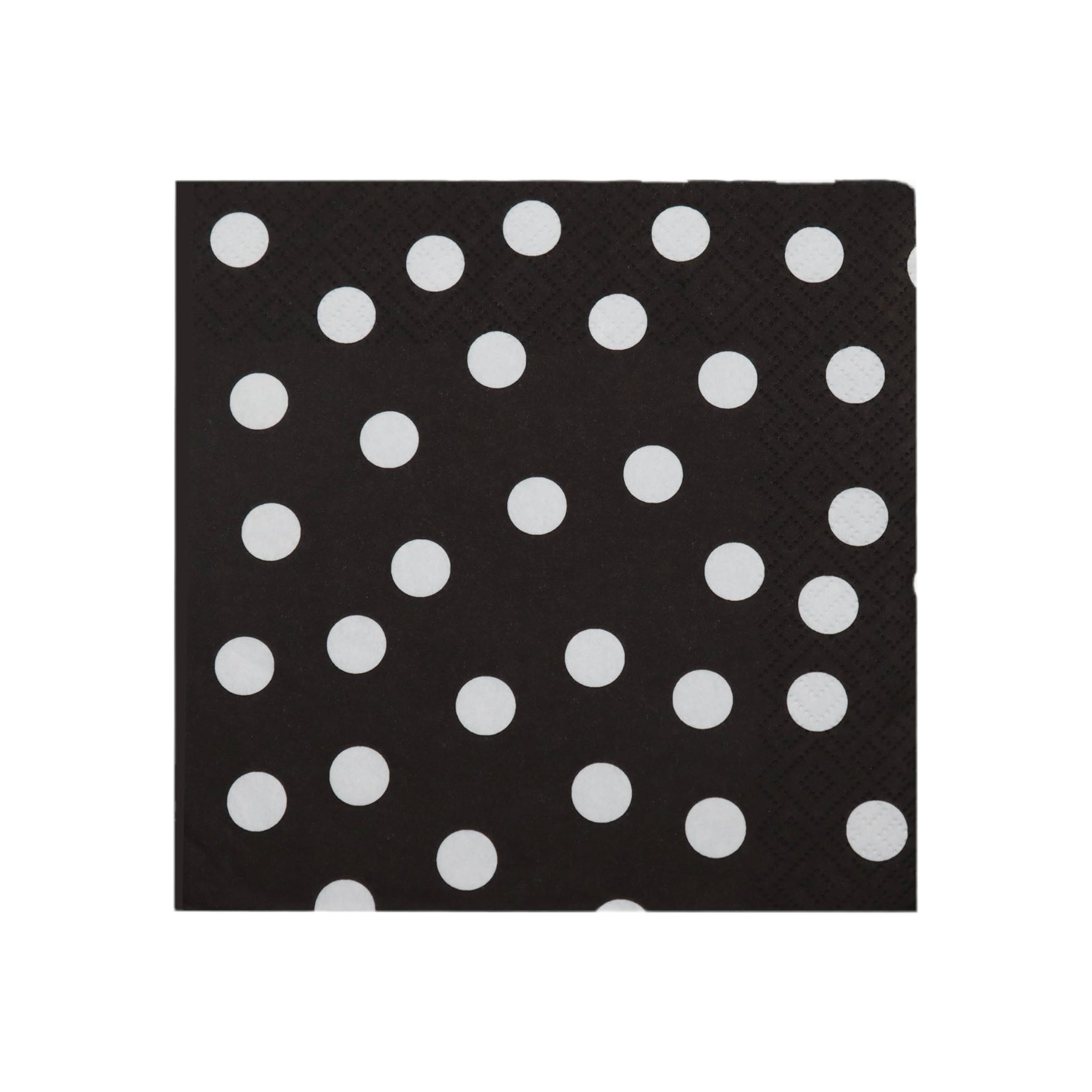 Luncheon Table Paper Serviettes 3ply 33x33cm Black Polka Dot 20pack