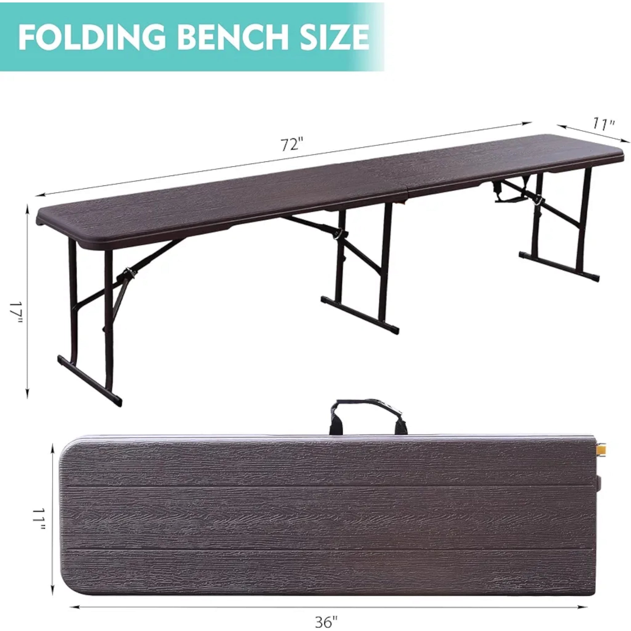 1.8m Folding Trestle Plastic Bench 6ft Wood Grain Finish