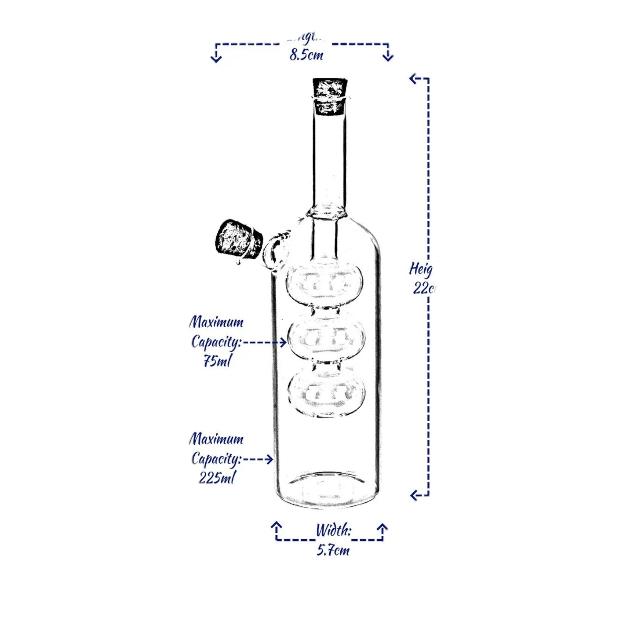 EH Olive Oil Glass Bottle Pourer & Vinegar Drizzler Dispenser Cork Lids 2in1 75/225ml