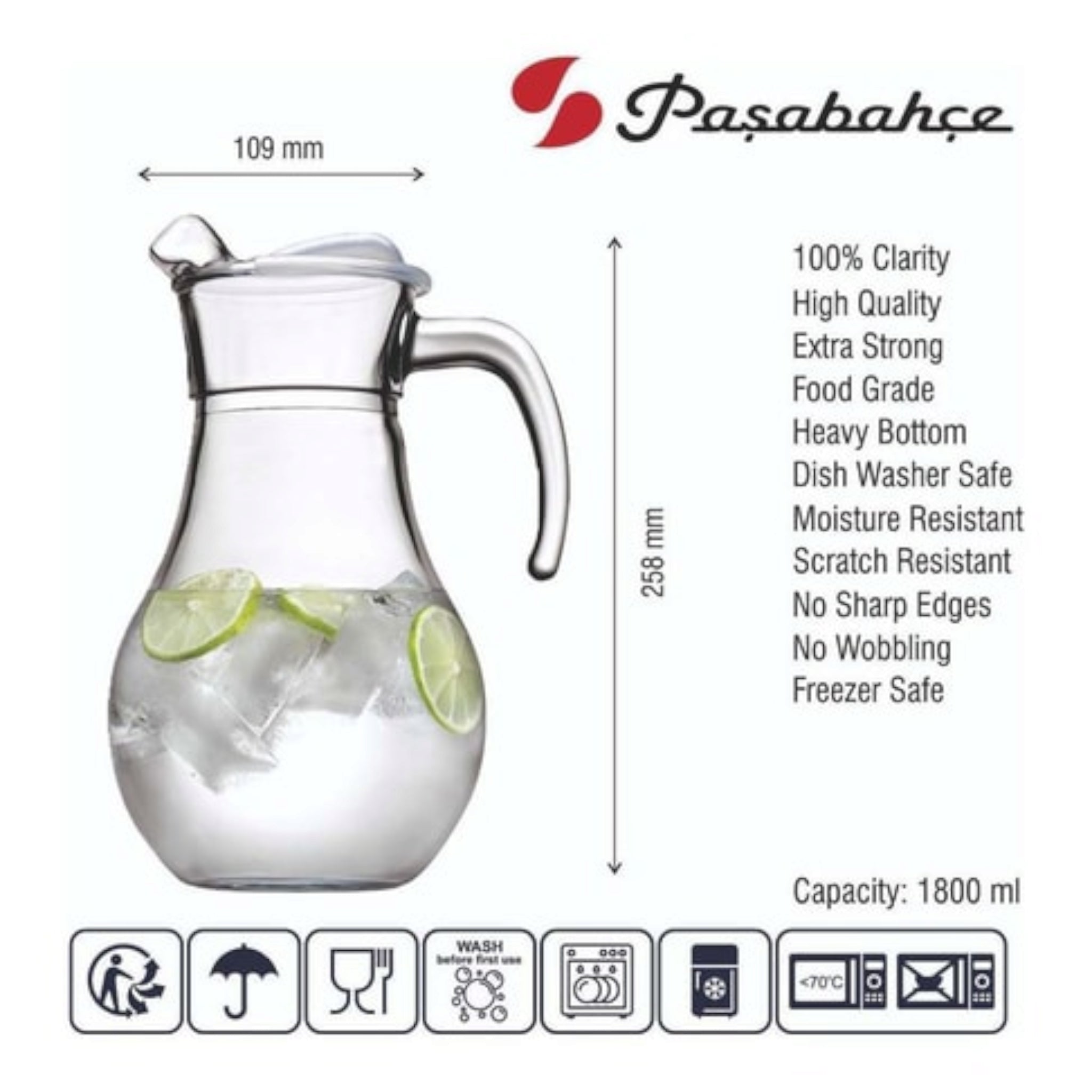 Pasabache Bistro Water Jug 15.5cm 1.8L