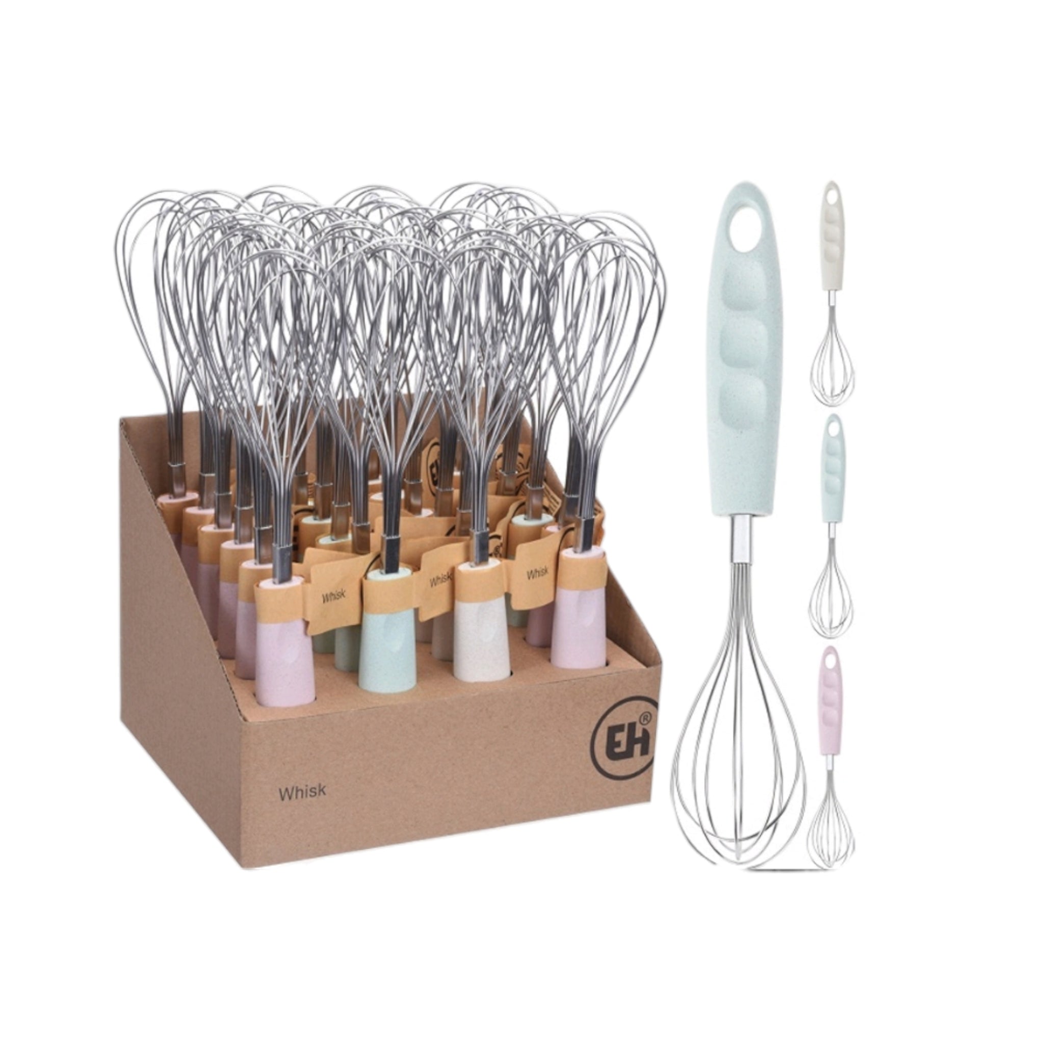 EH Stainless Steel Whisk PP Color Handle