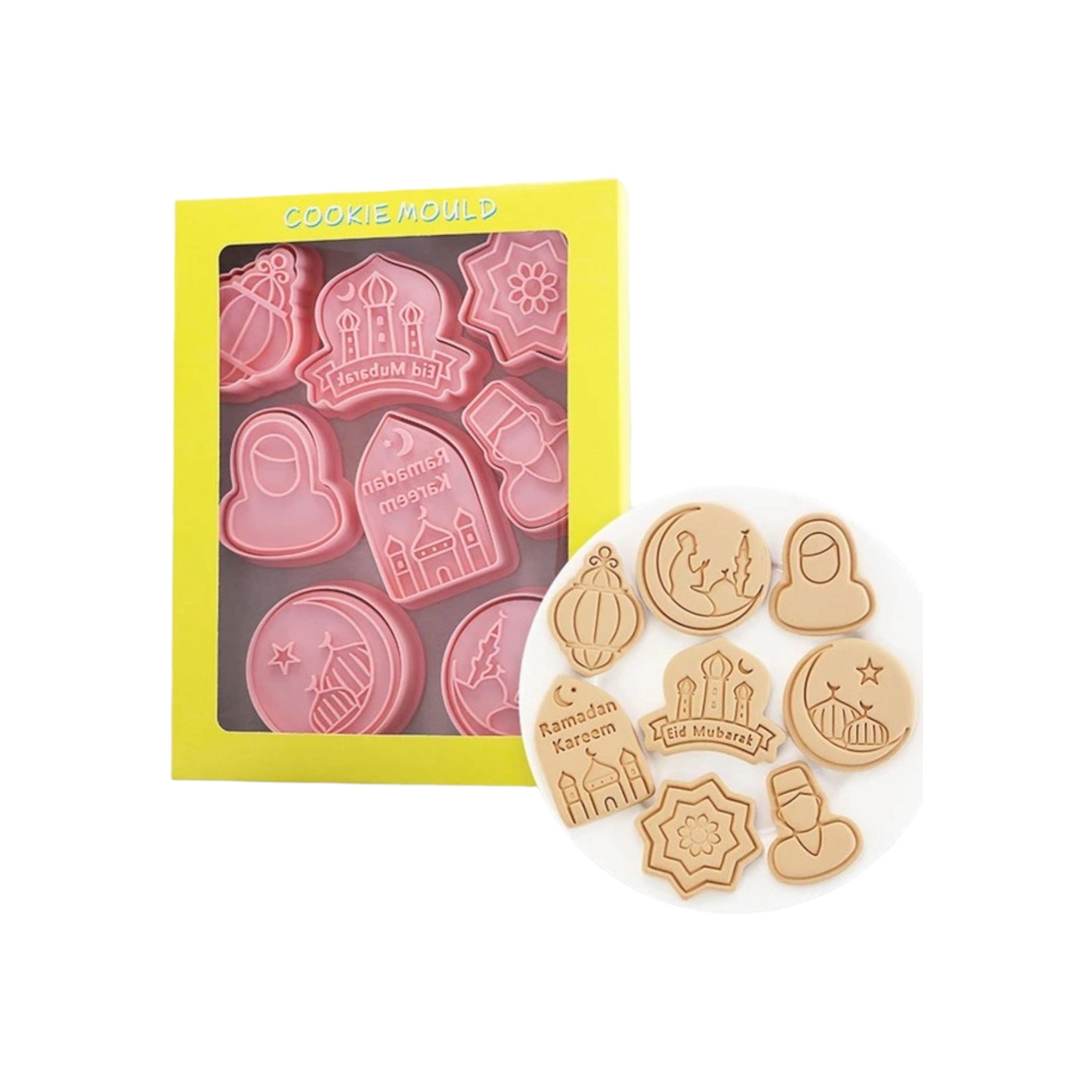 Eid Plastic Cookie Cutter Moulds 8pc Set