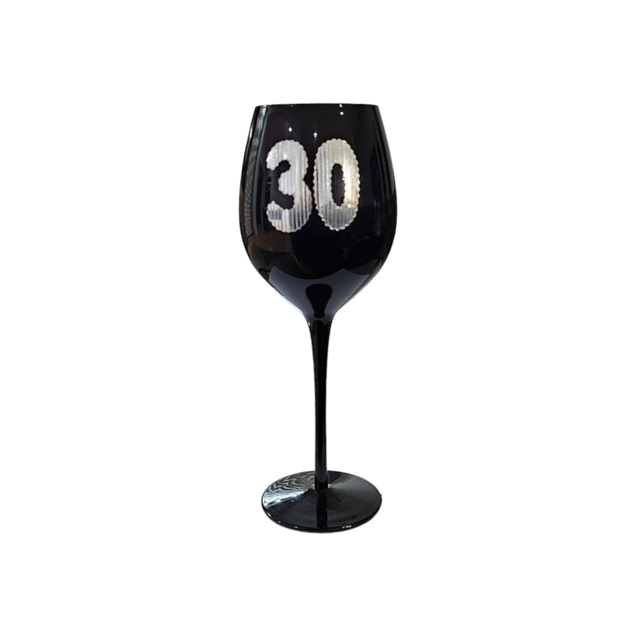 Birthday Party Fluted Glass Tumbler Balck with Silver Age Decal