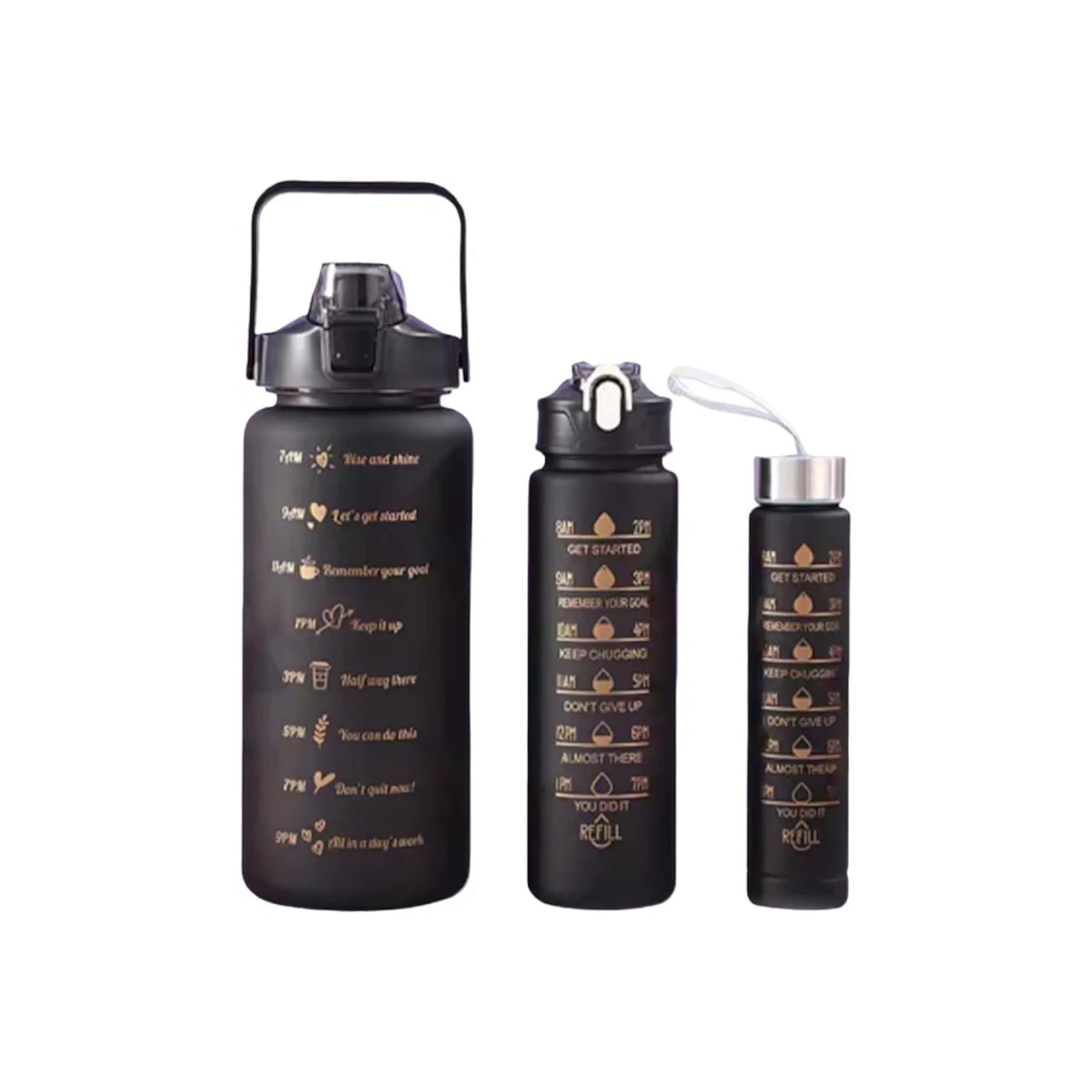 Motivatonal Sports Water Bottle 3pc Set