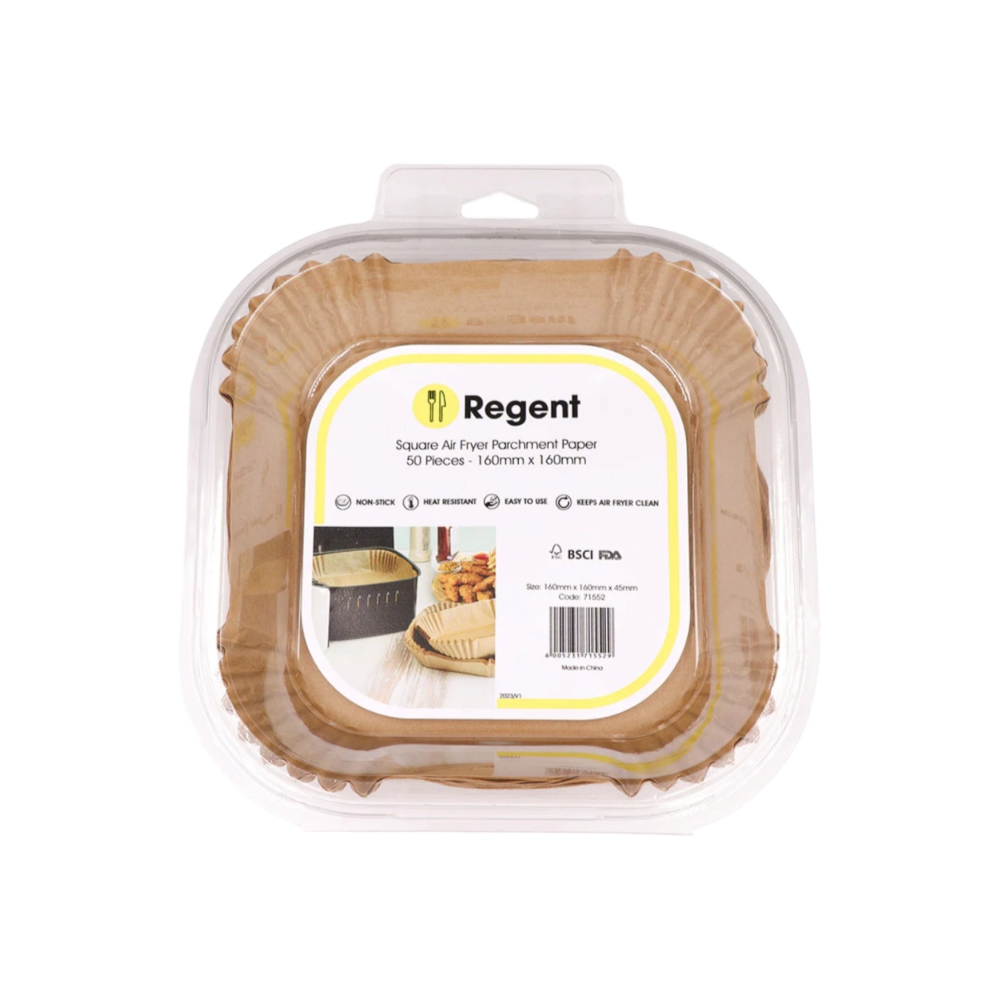 Regent Air Fryer Square Parchment Paper Liner in Pvc Box 160x160x45mm