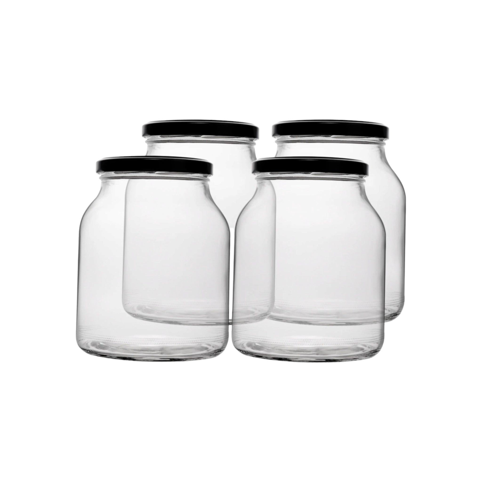 Regent Round Jar with Black Lid 910ml 4pack