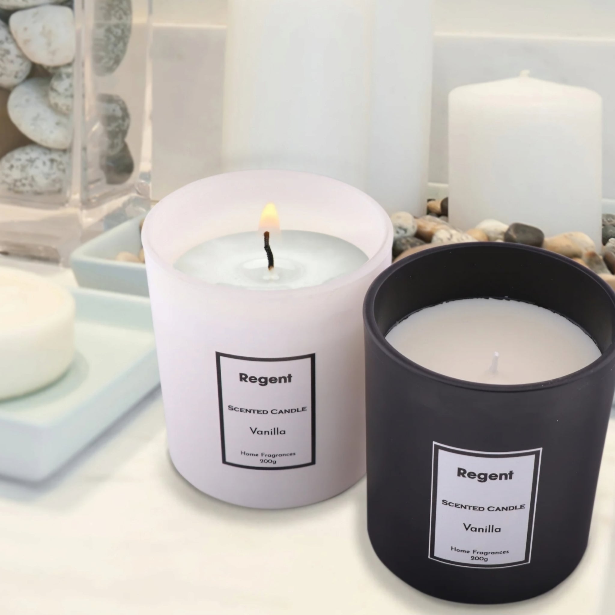 Regent Scented Candles Vanilla In White Glass Jar with White Lid 200g