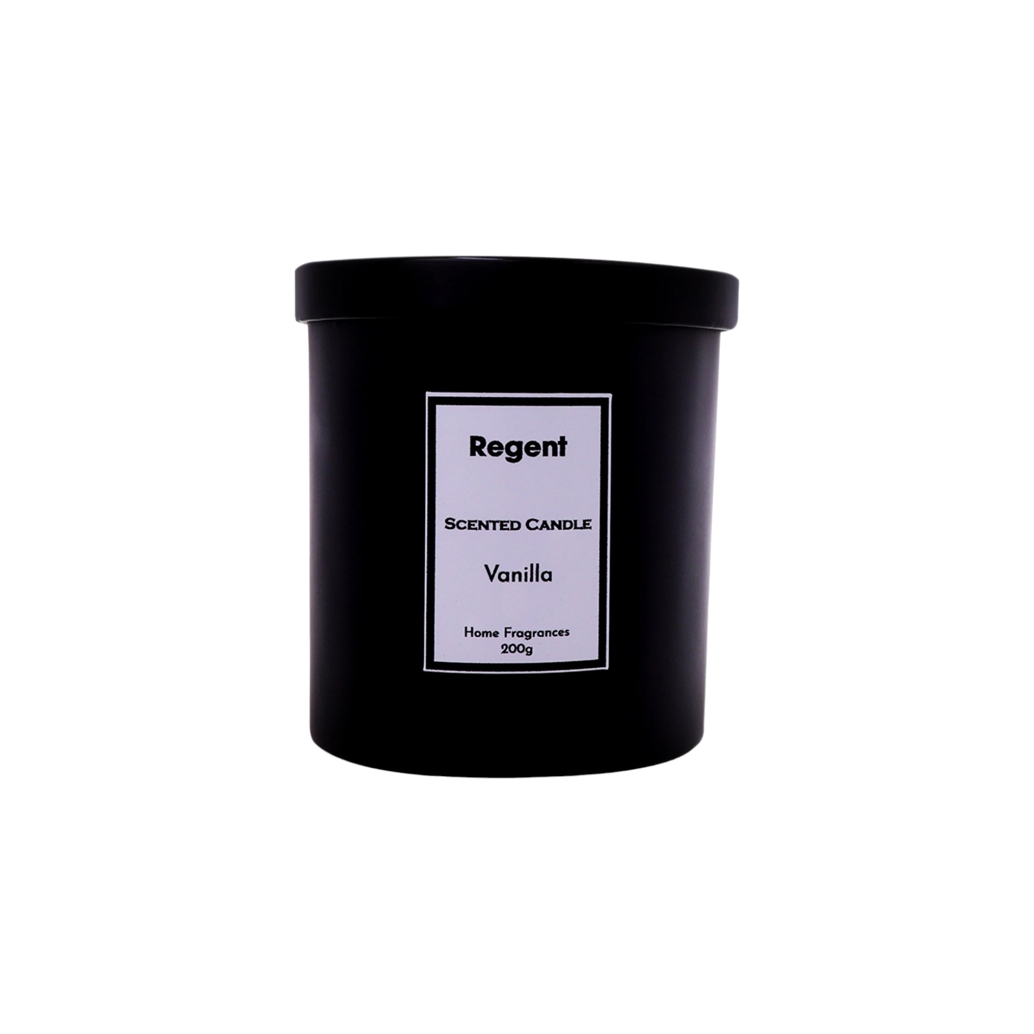 Regent Scented Candles Vanilla In Black Glass Jar with Black Lid 200g