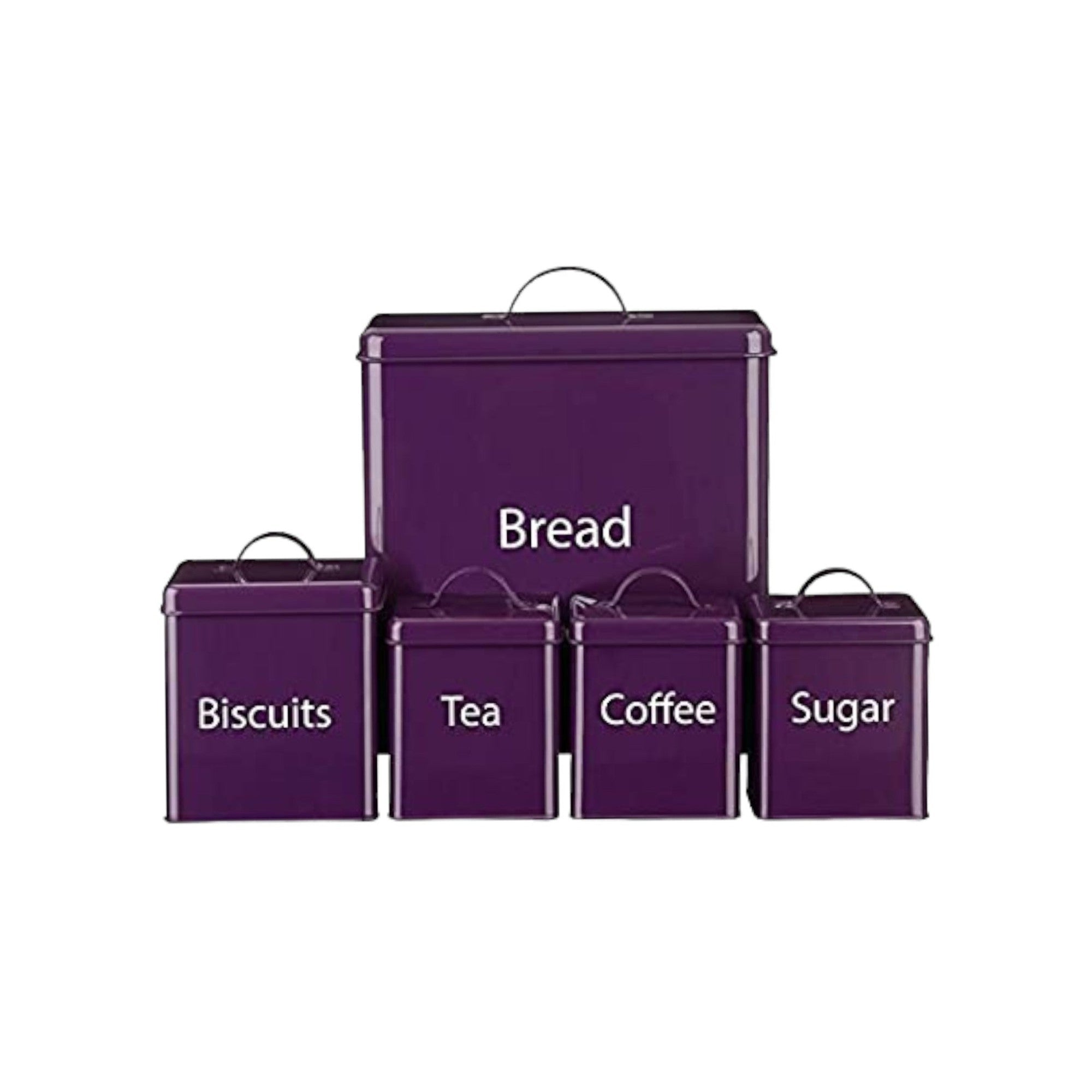 Continental Homeware Kitchen Storage 5pc Bread Bin & Canister Biscuits-Coffee-Tea-Sugar