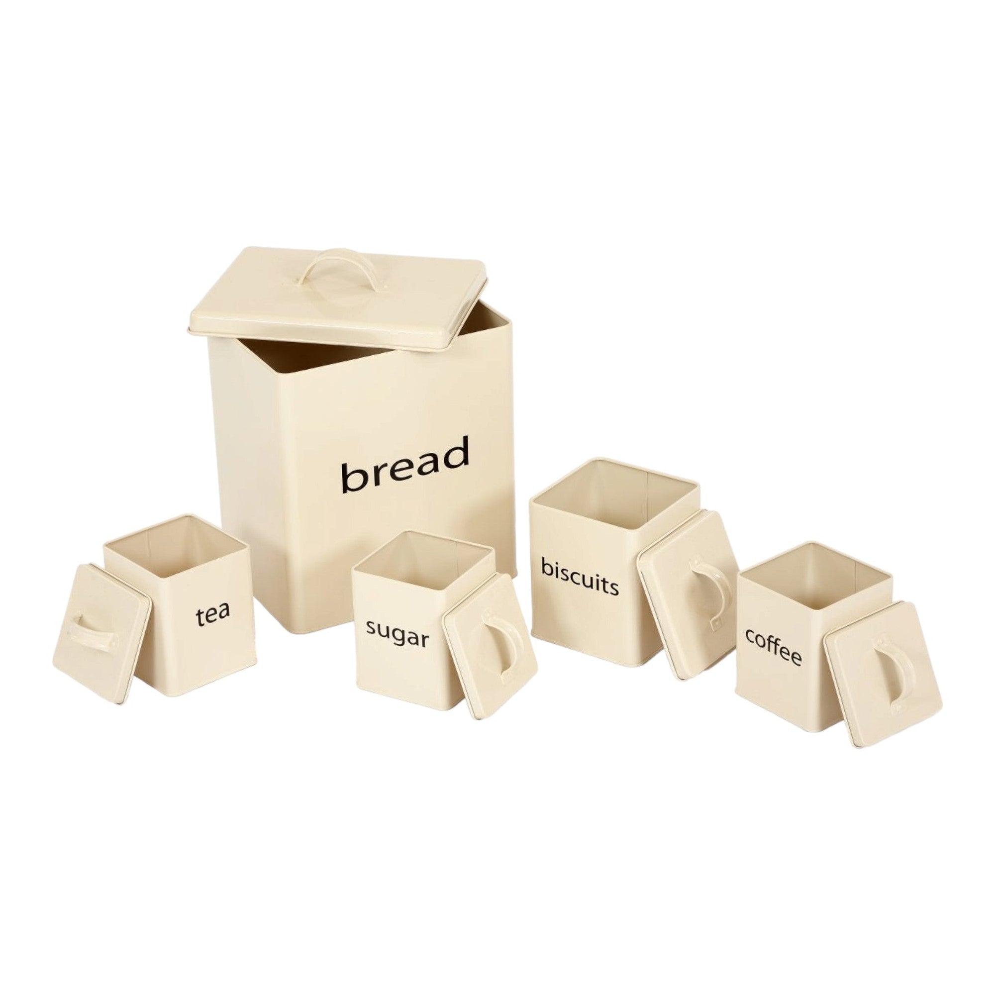 Continental Homeware Kitchen Storage 5pc Bread Bin & Canister Biscuits-Coffee-Tea-Sugar