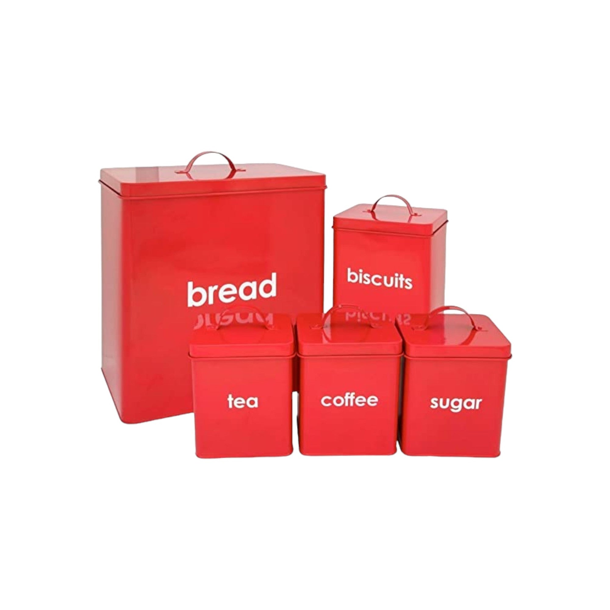 Continental Homeware Kitchen Storage 5pc Bread Bin & Canister Biscuits-Coffee-Tea-Sugar