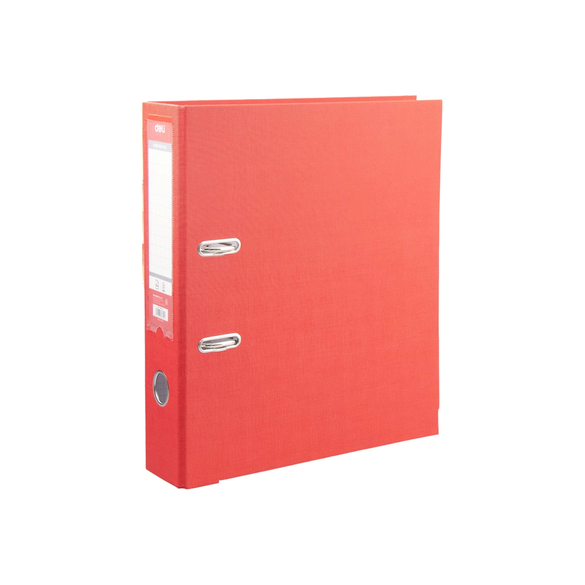 Deli Arch Lever File A4 76mm Half Coated Rado Look Red