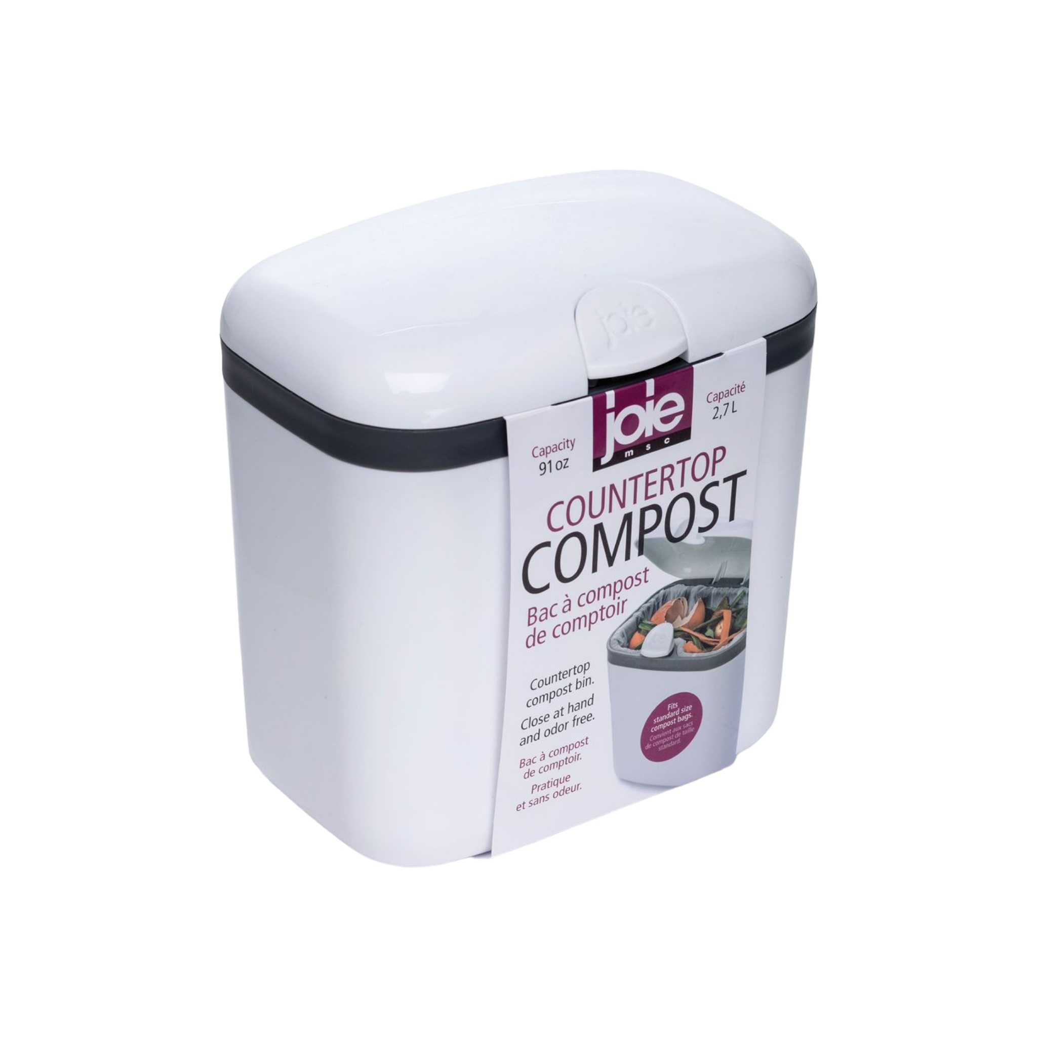 Joie Countertop Compost Bin 2.7L White with Green Stripe 15296