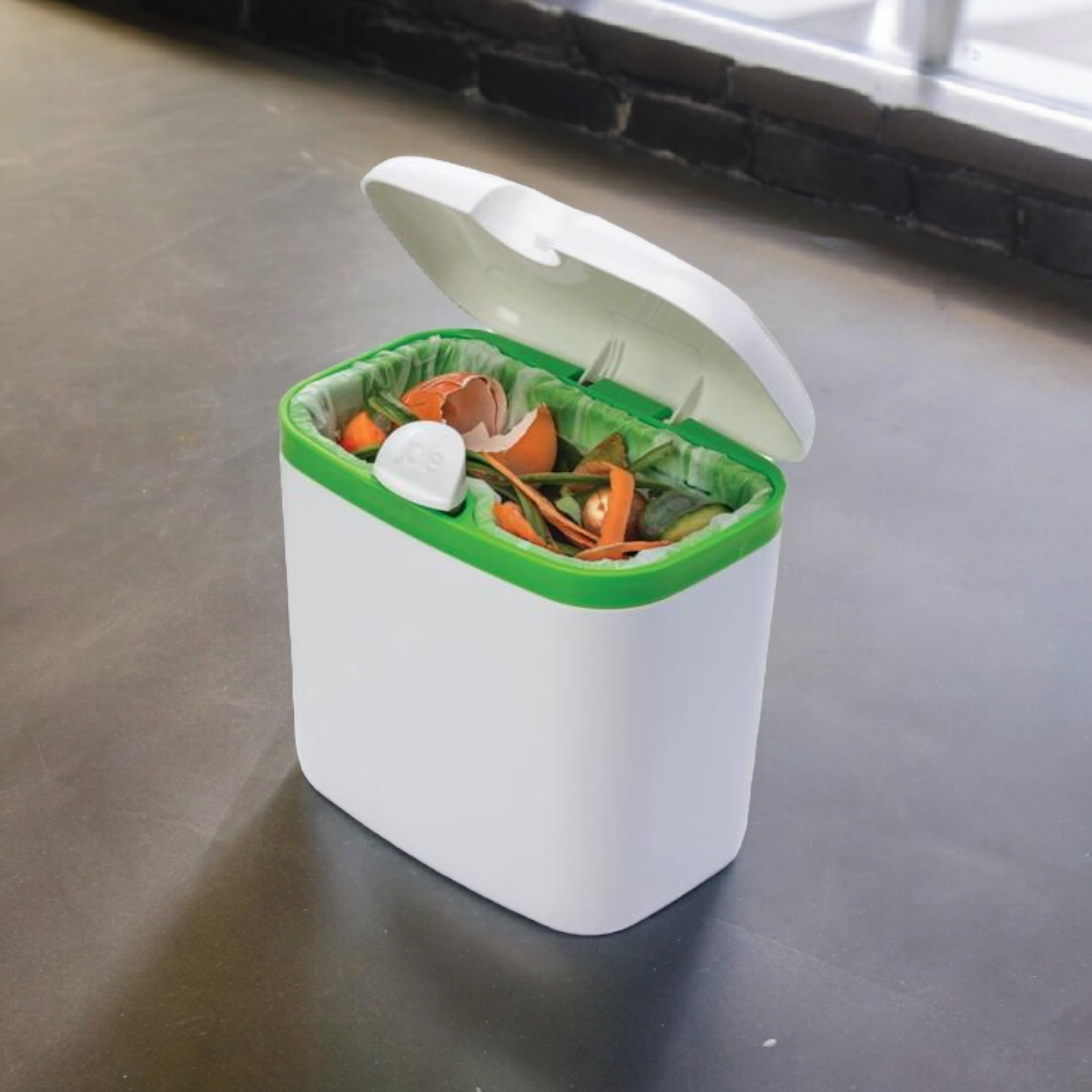 Joie Countertop Compost Bin 2.7L White with Green Stripe 15296