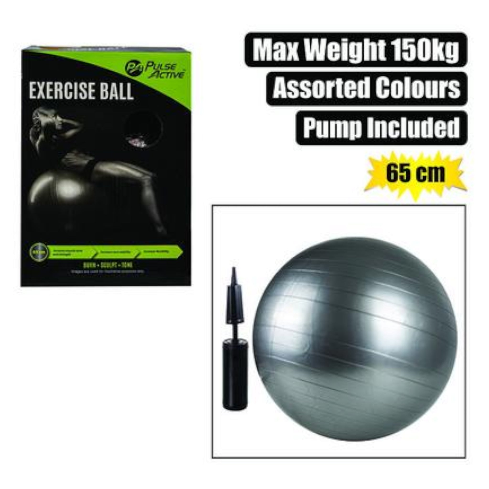 Pulse Active Exercise Yoga Fitness Ball 65cm