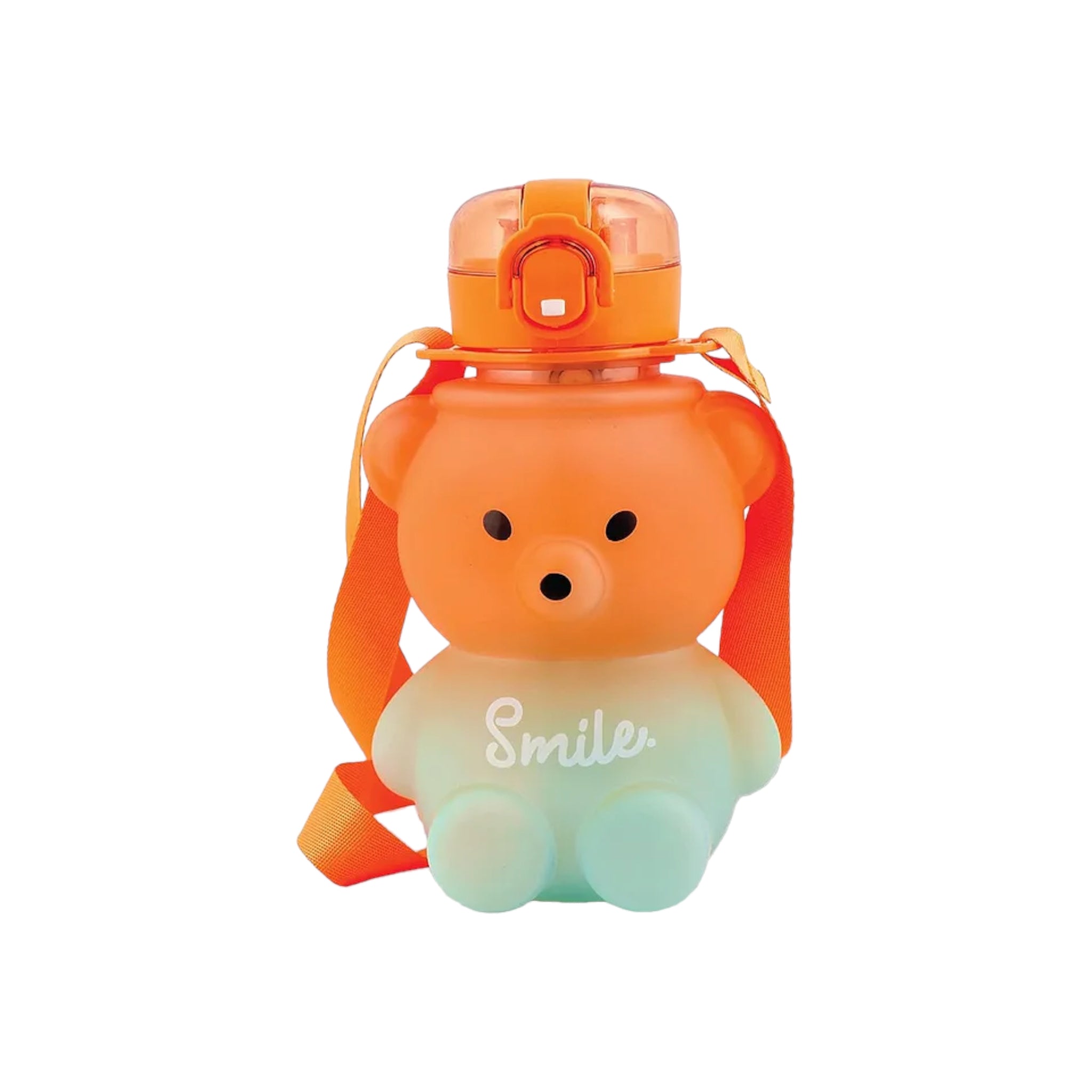 Bear Shaped Water Bottle with Built-In Straw and Carry Strap - 1.3L 2-Tone