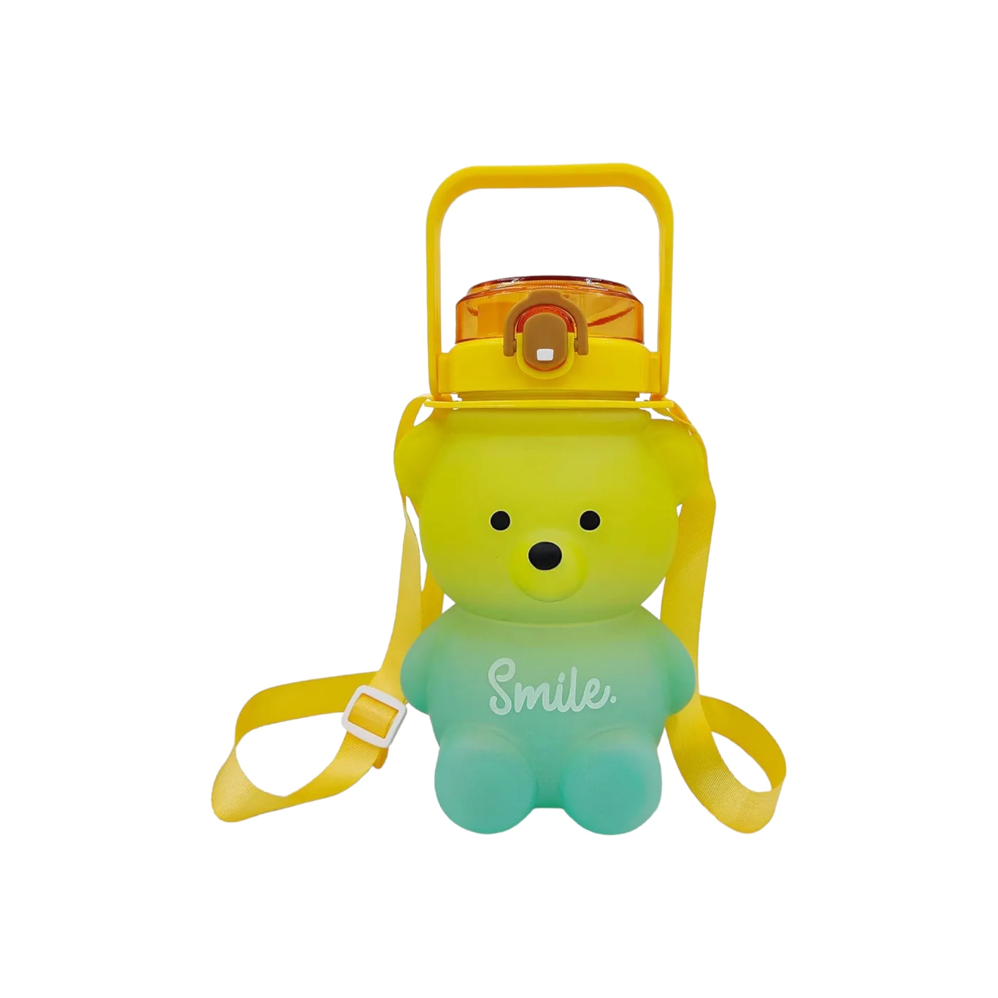 Bear Shaped Water Bottle with Built-In Straw and Carry Strap - 1.3L 2-Tone