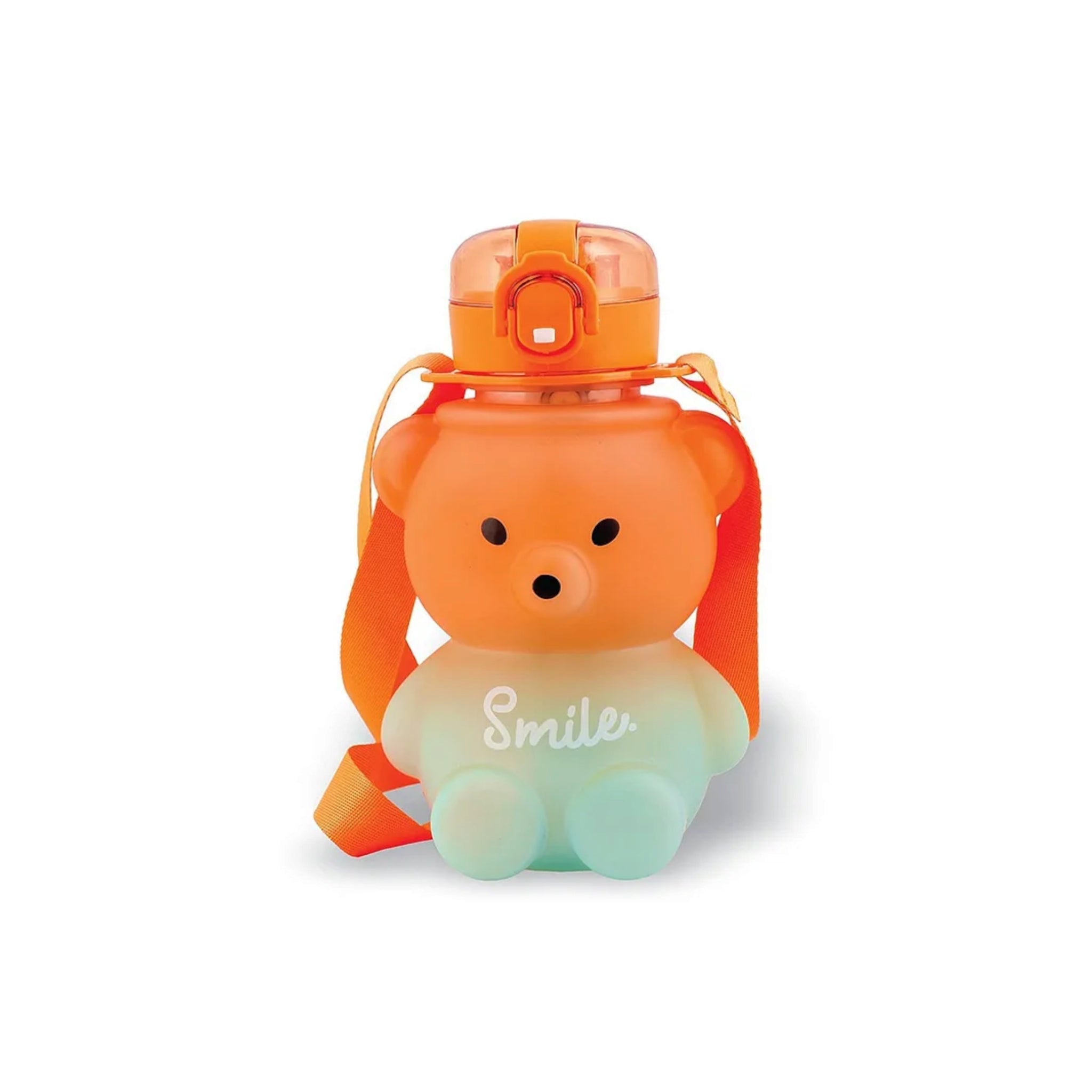 Bear Shaped Water Bottle with Built-In Straw and Carry Strap - 1.3L 2-Tone