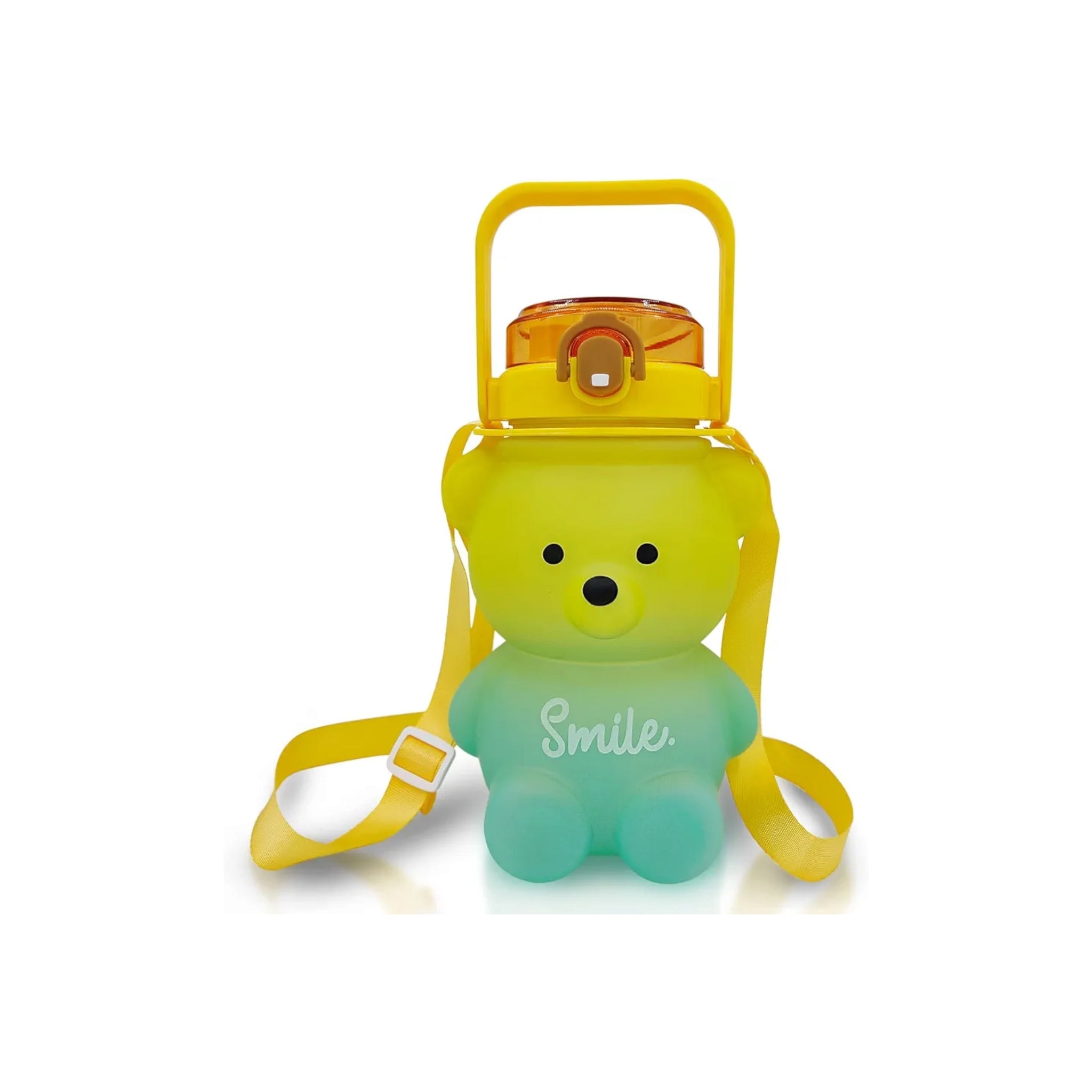 Bear Shaped Water Bottle with Built-In Straw and Carry Strap - 1.3L 2-Tone