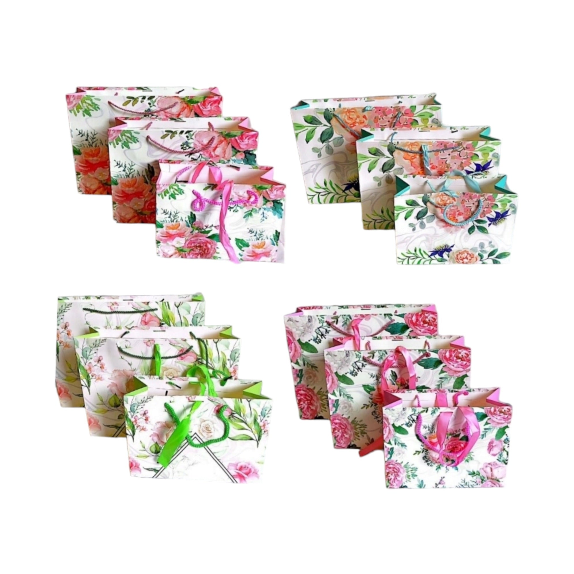 Gift Paper Bags Floral Design 24x18x10cm Small 1pc