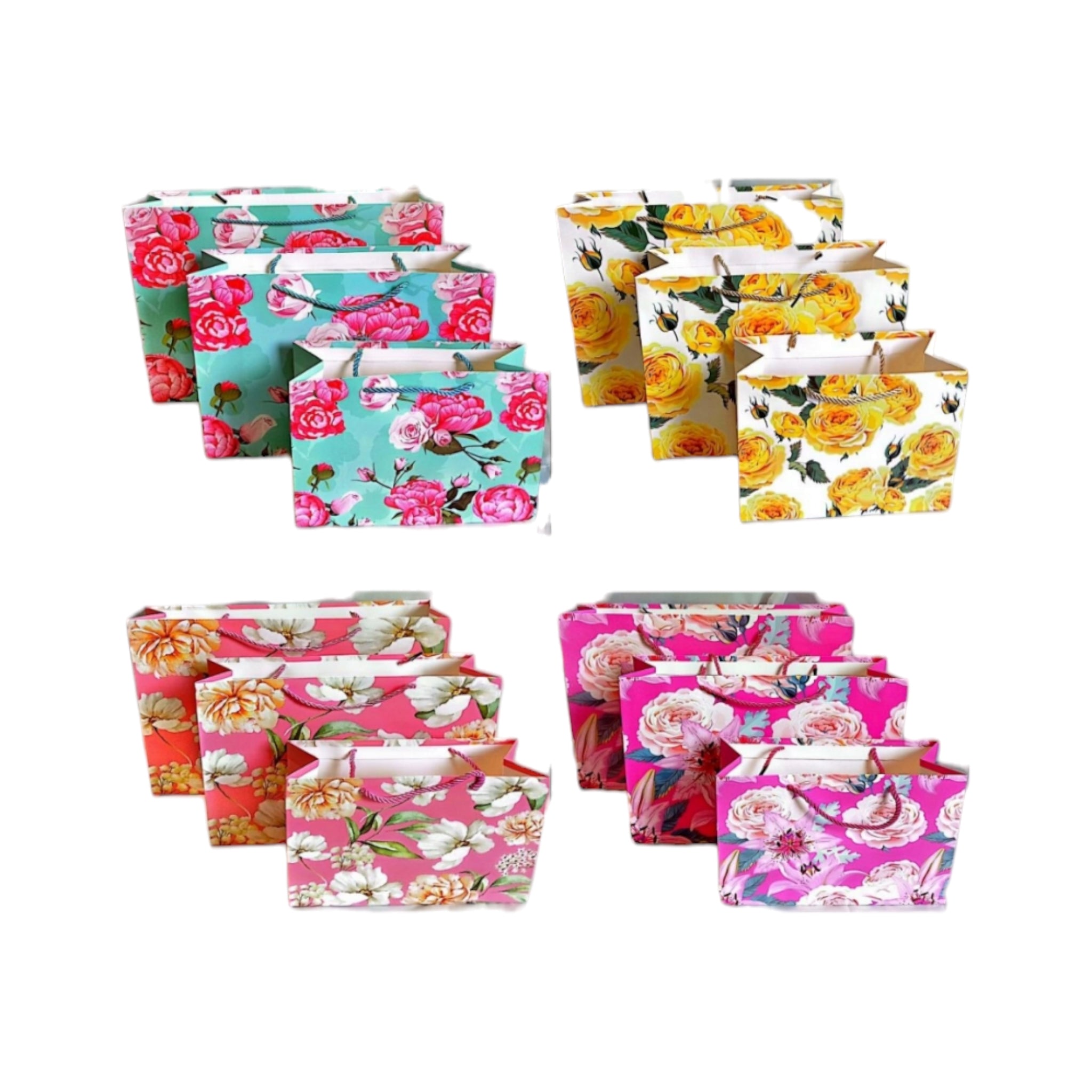 Gift Paper Bags Floral Design 24x18x10cm Small 1pc