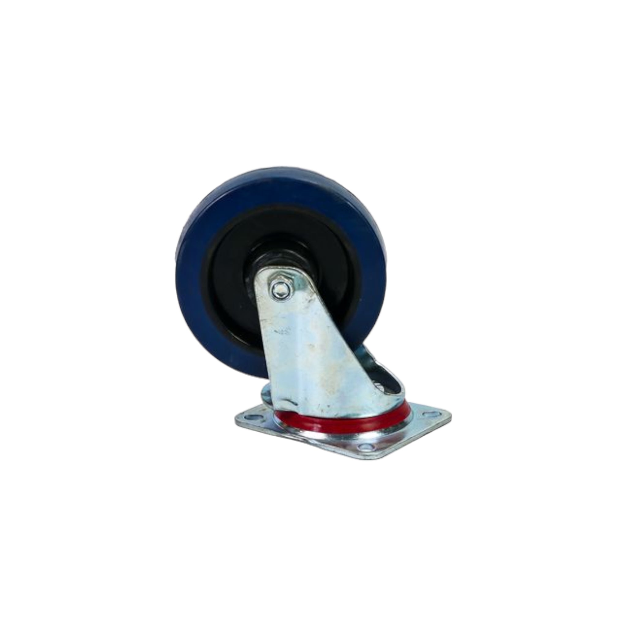 Castor 160mm Blue Rubber Swivel Plate 380NGR160P140