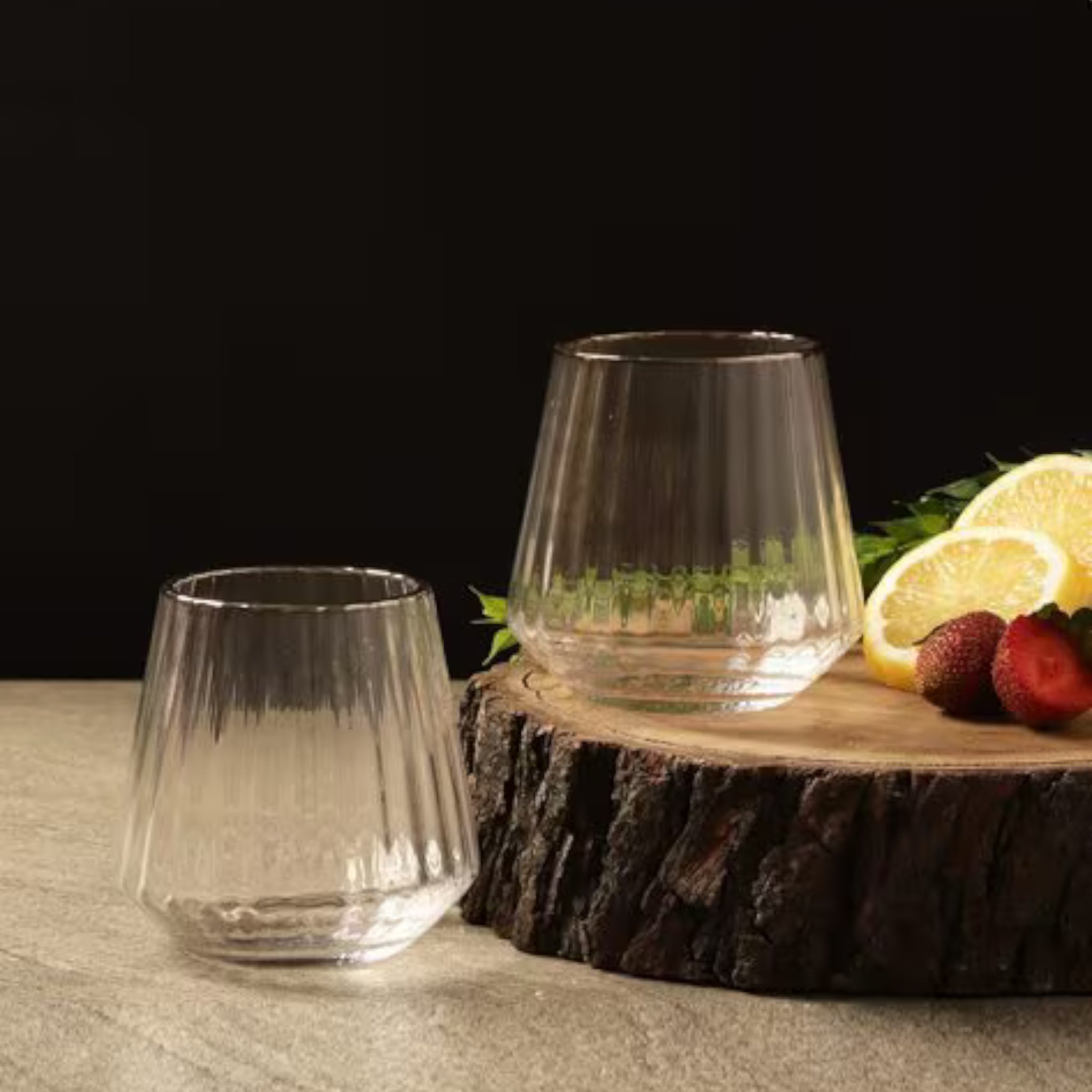 Pasabahce Ribbed Glass Tumbler 400ml Whisky 6pack