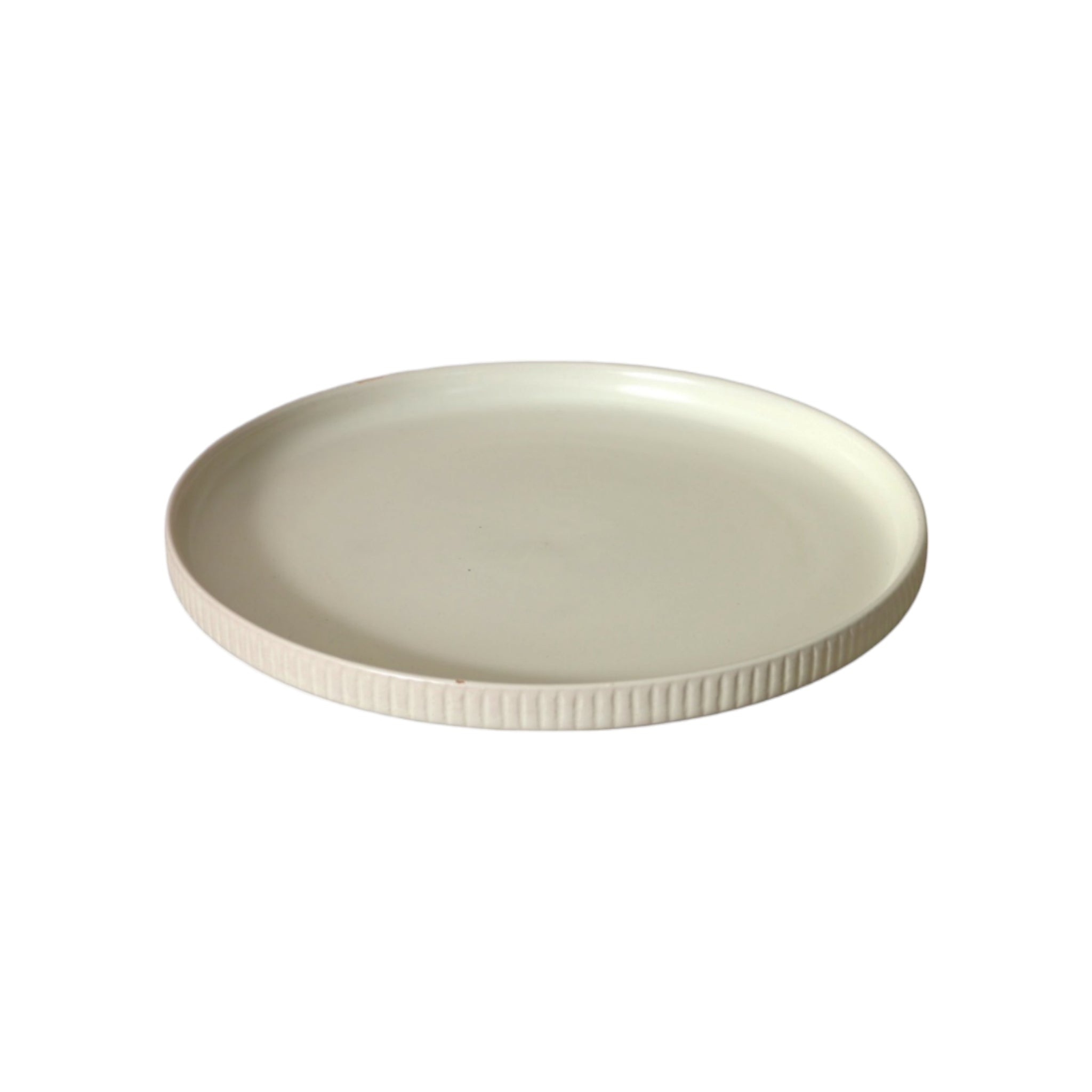 Stoneware Ribbed Dinner Plate Cream 26cm