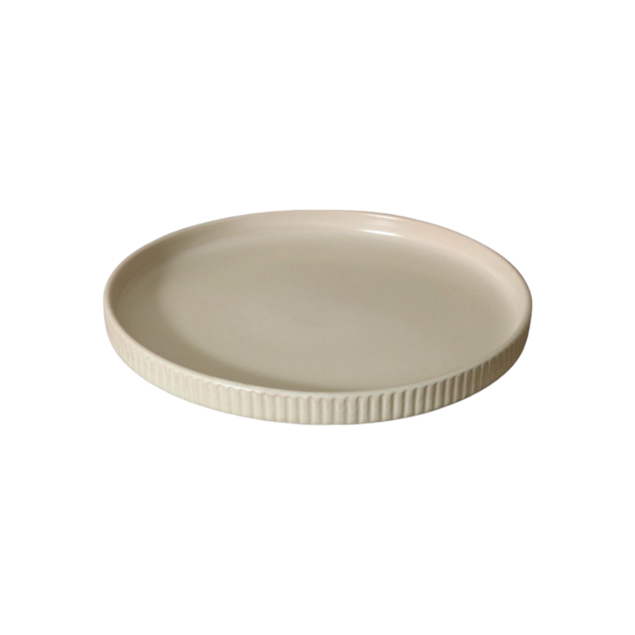 Stoneware Ribbed Side Plate Cream 20cm