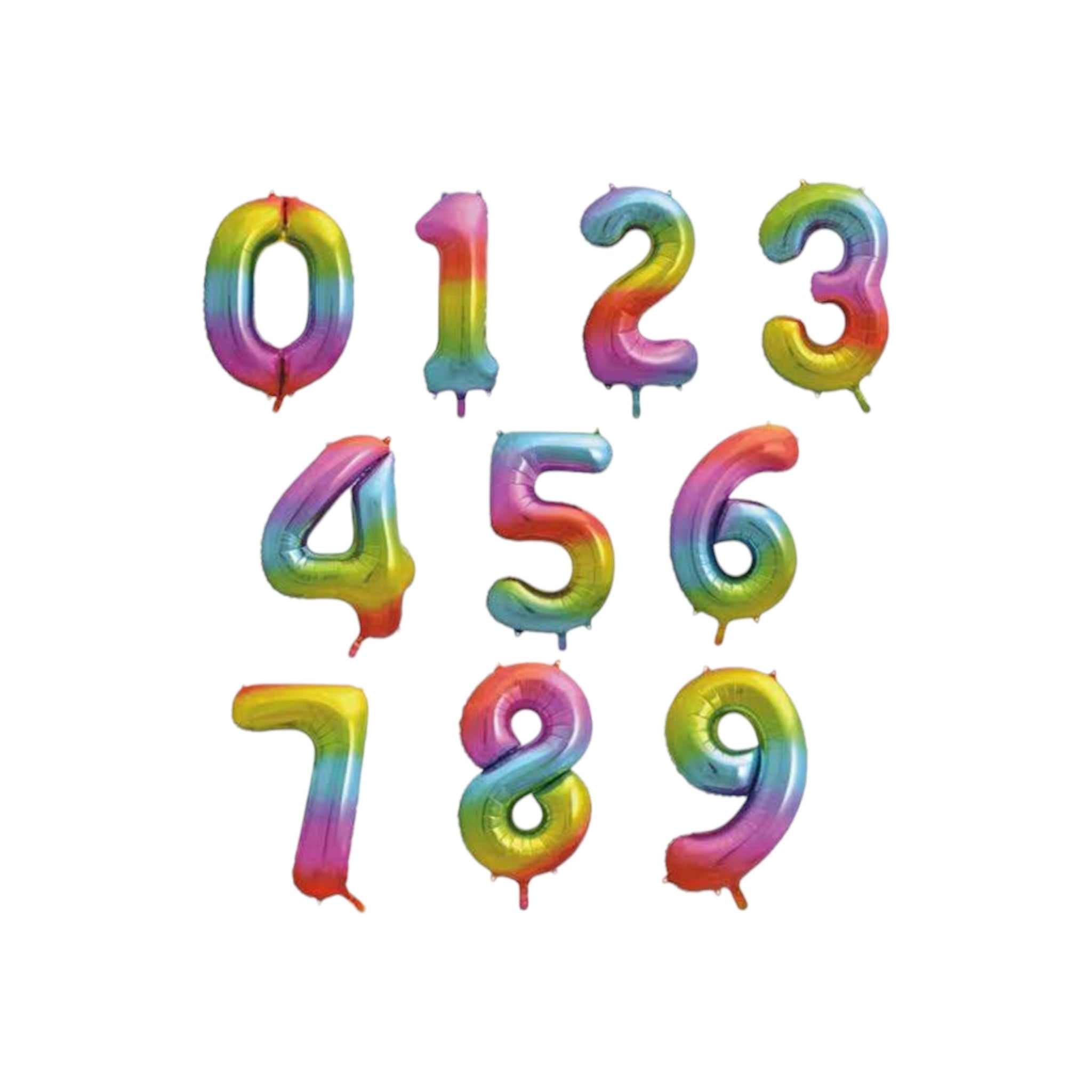 Party Foil Number Balloons 0 to 9 32Inch Rainbow