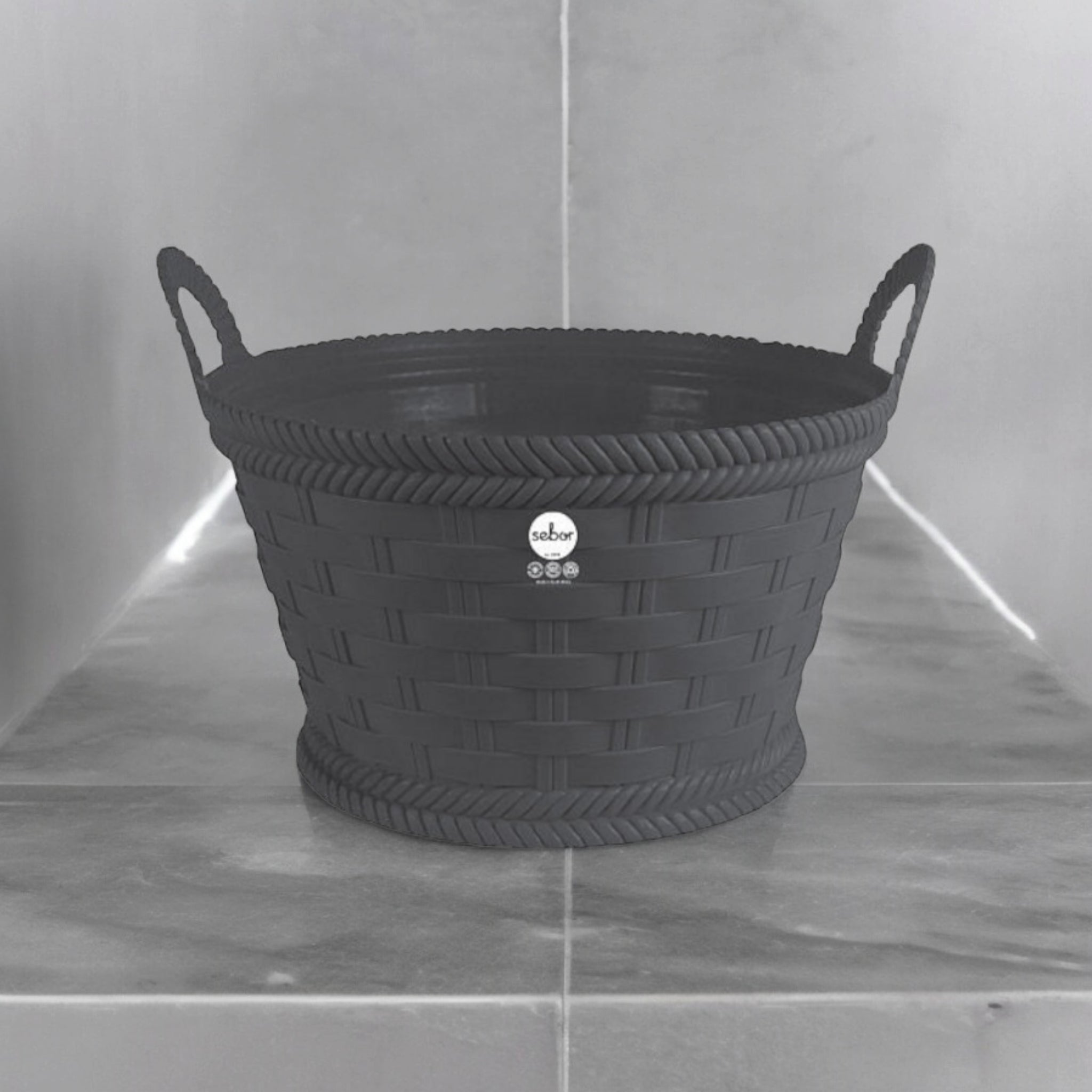 Sebor Trug Woven Basket 44cm Charcoal