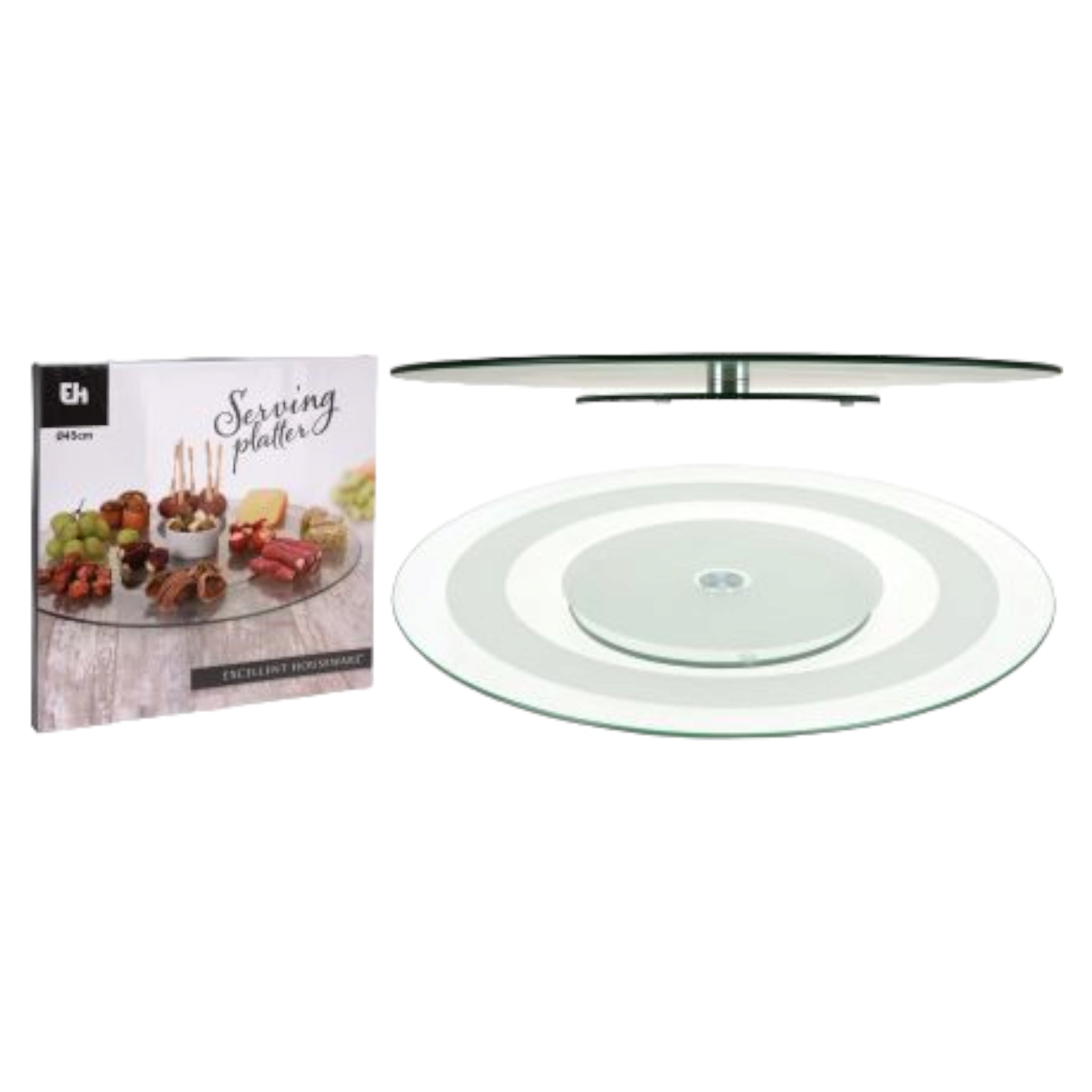 Lazy Susan 45cm Tempered Glass Revolving Patisserie Cake Server Stand 12463