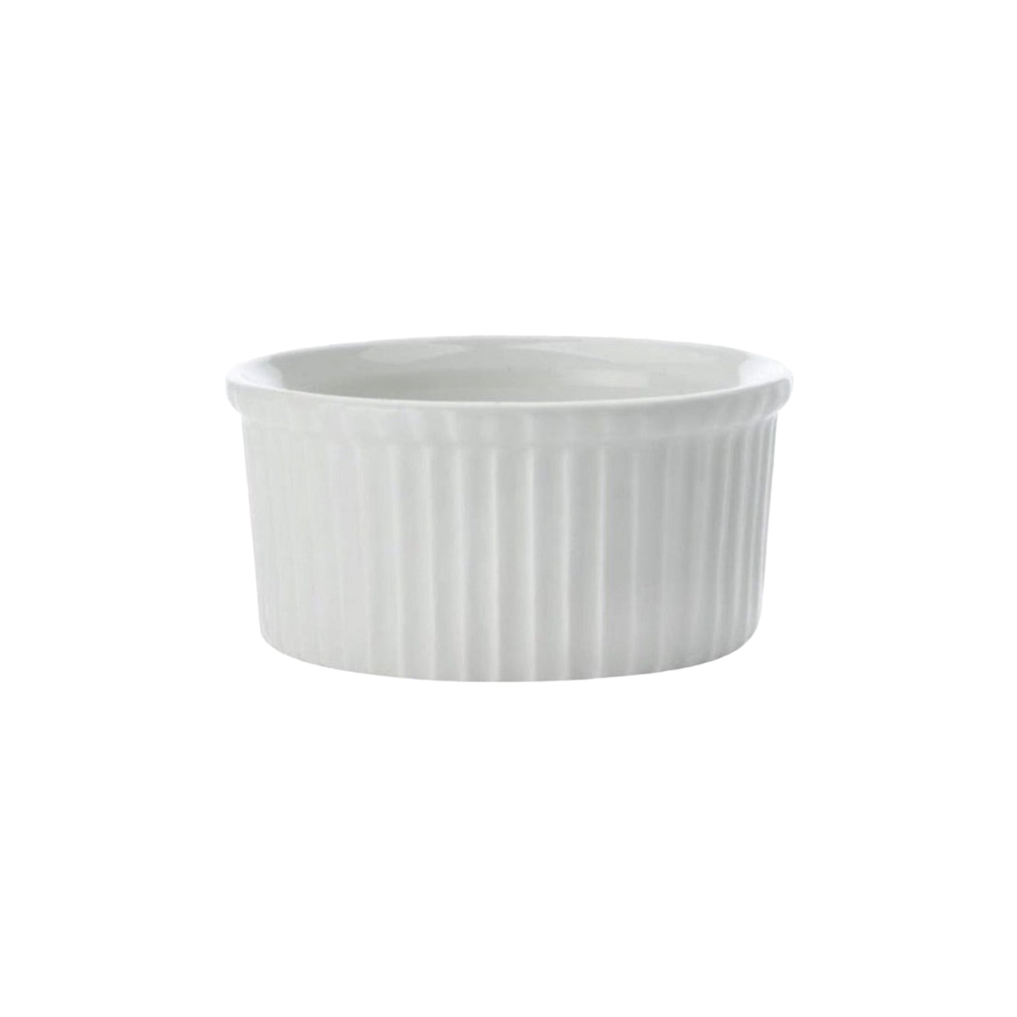 Ramekin Ceramic Ribbed 4.25inch White Baking Round Bowl