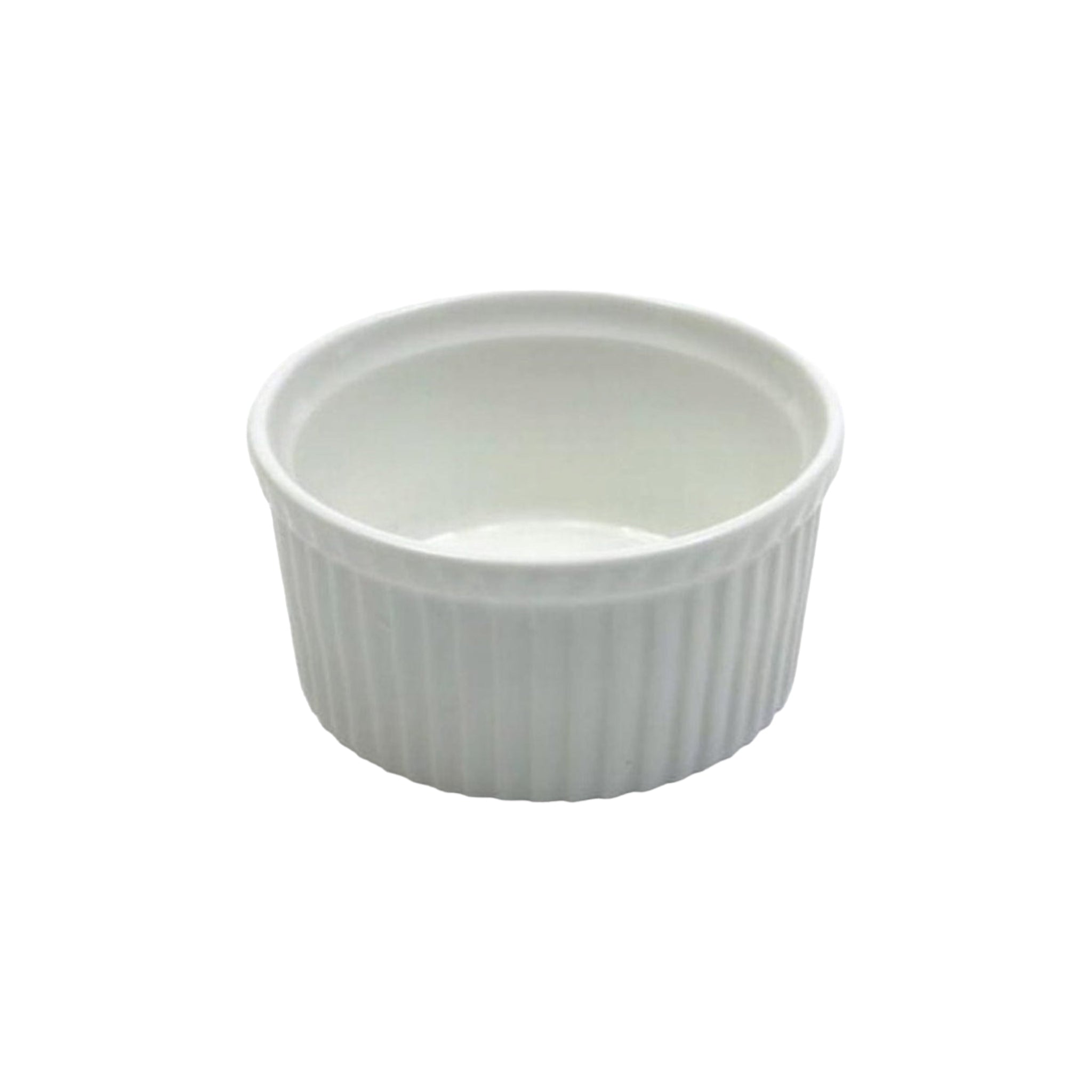 Ramekin Ceramic Ribbed 4.25inch White Baking Round Bowl