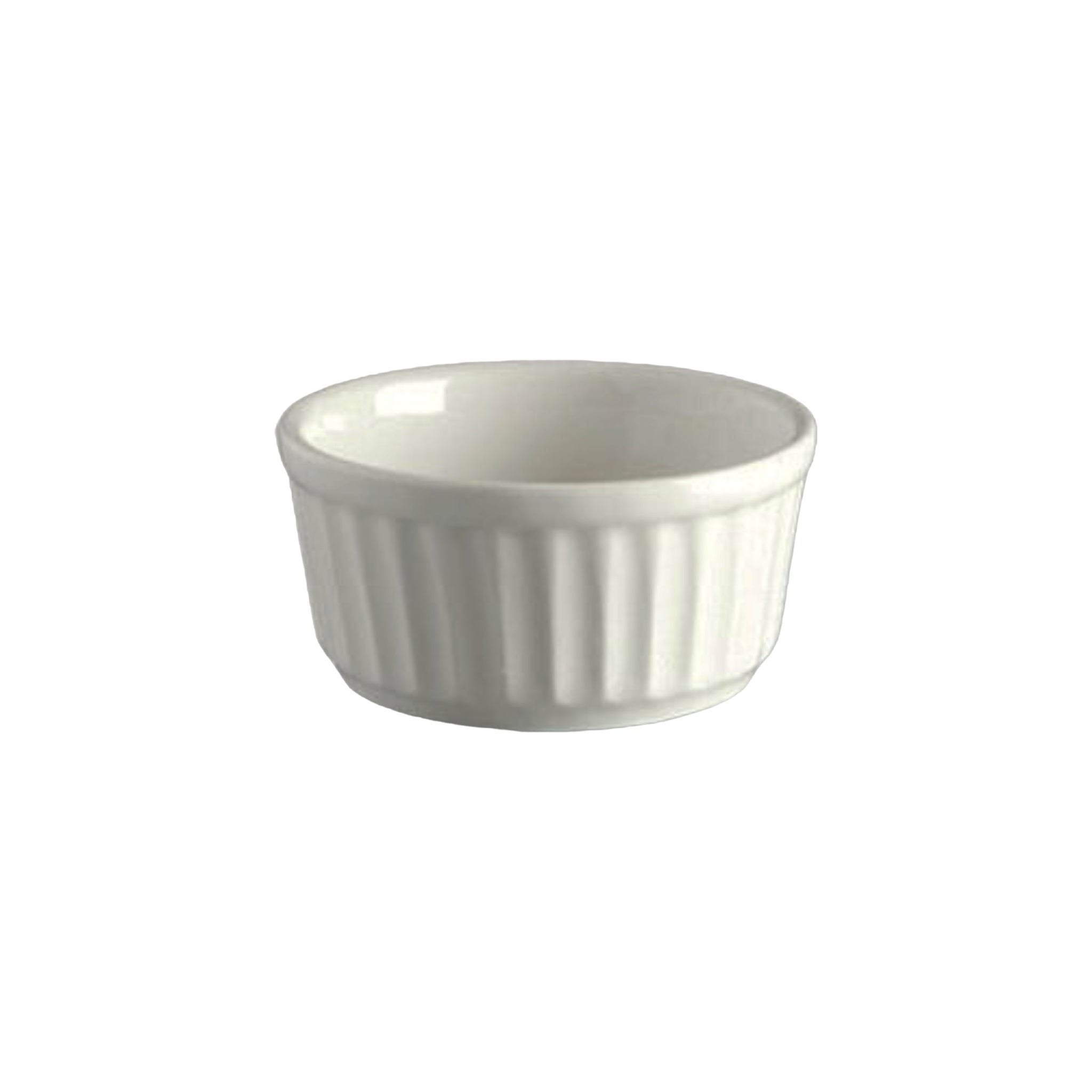 Ramekin Ceramic Ribbed 4.5cmx9cm White Baking Round Bowl