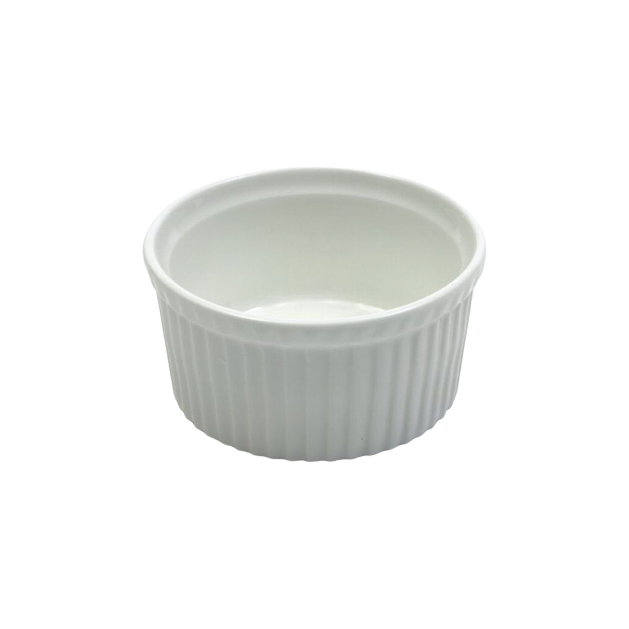 Ramekin Ceramic Ribbed 4.5cmx9cm White Baking Round Bowl