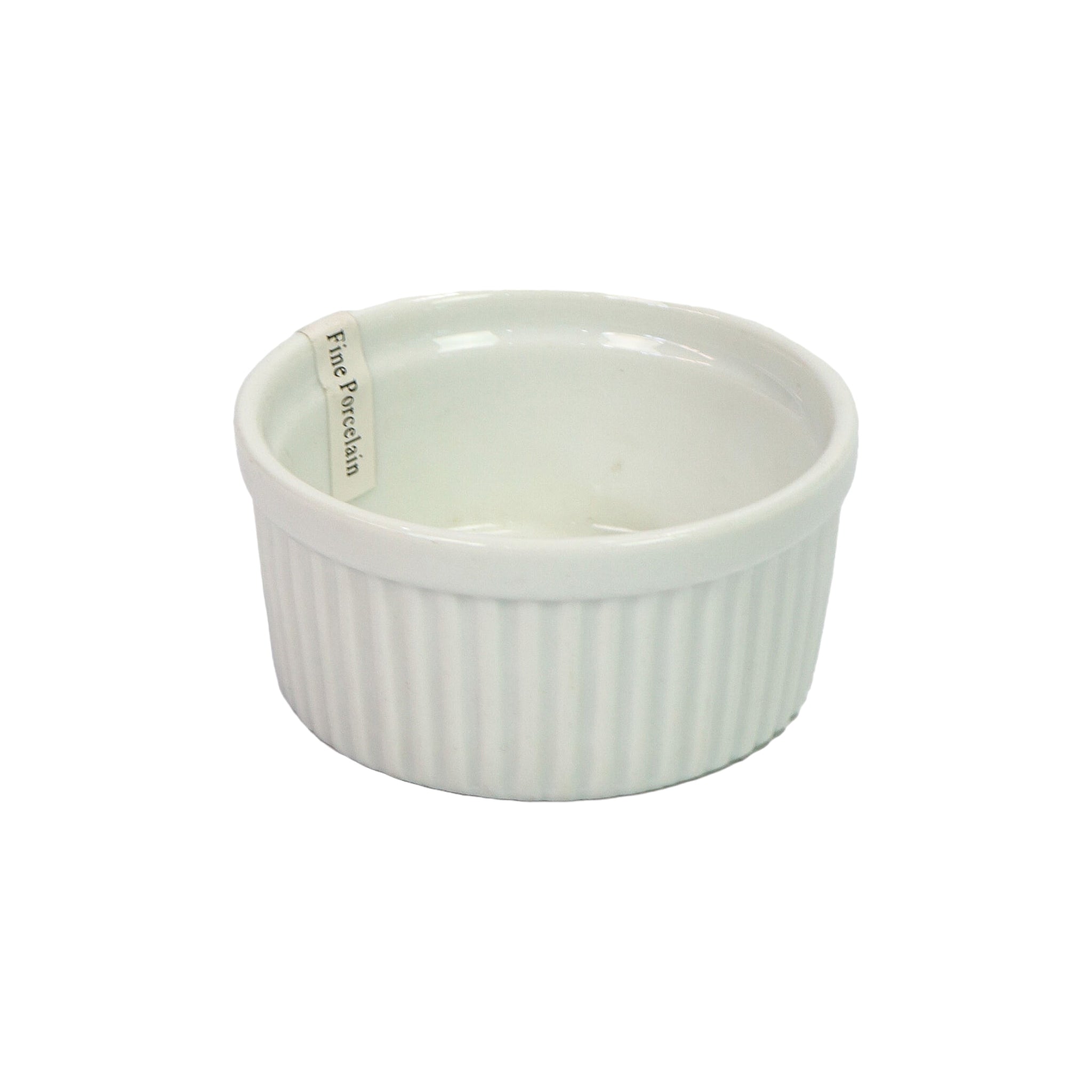 Ramekin Ceramic Ribbed 4.5cmx9cm White Baking Round Bowl