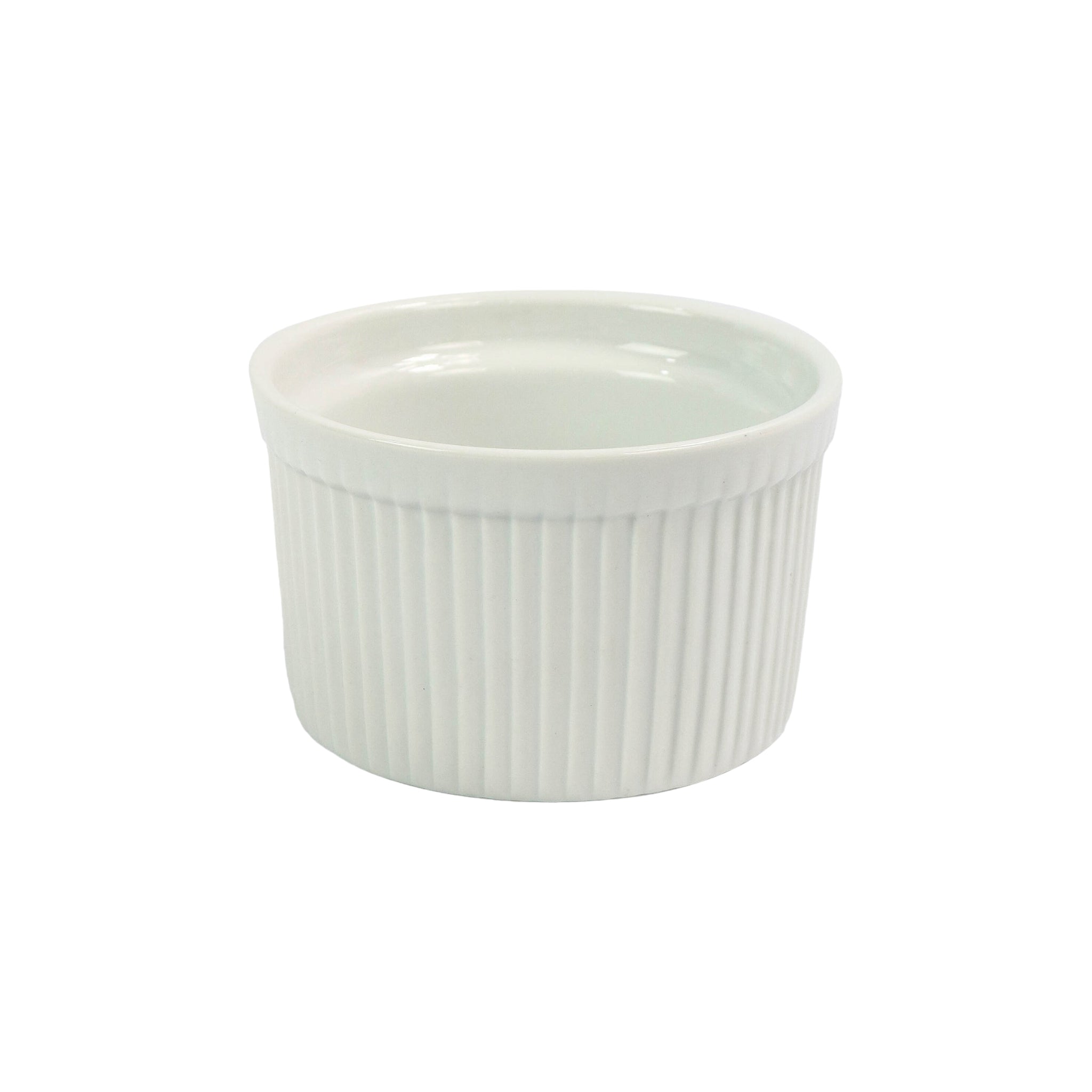 Ramekin Ceramic Ribbed 5inch 12.5x8cm White Baking Round Bowl