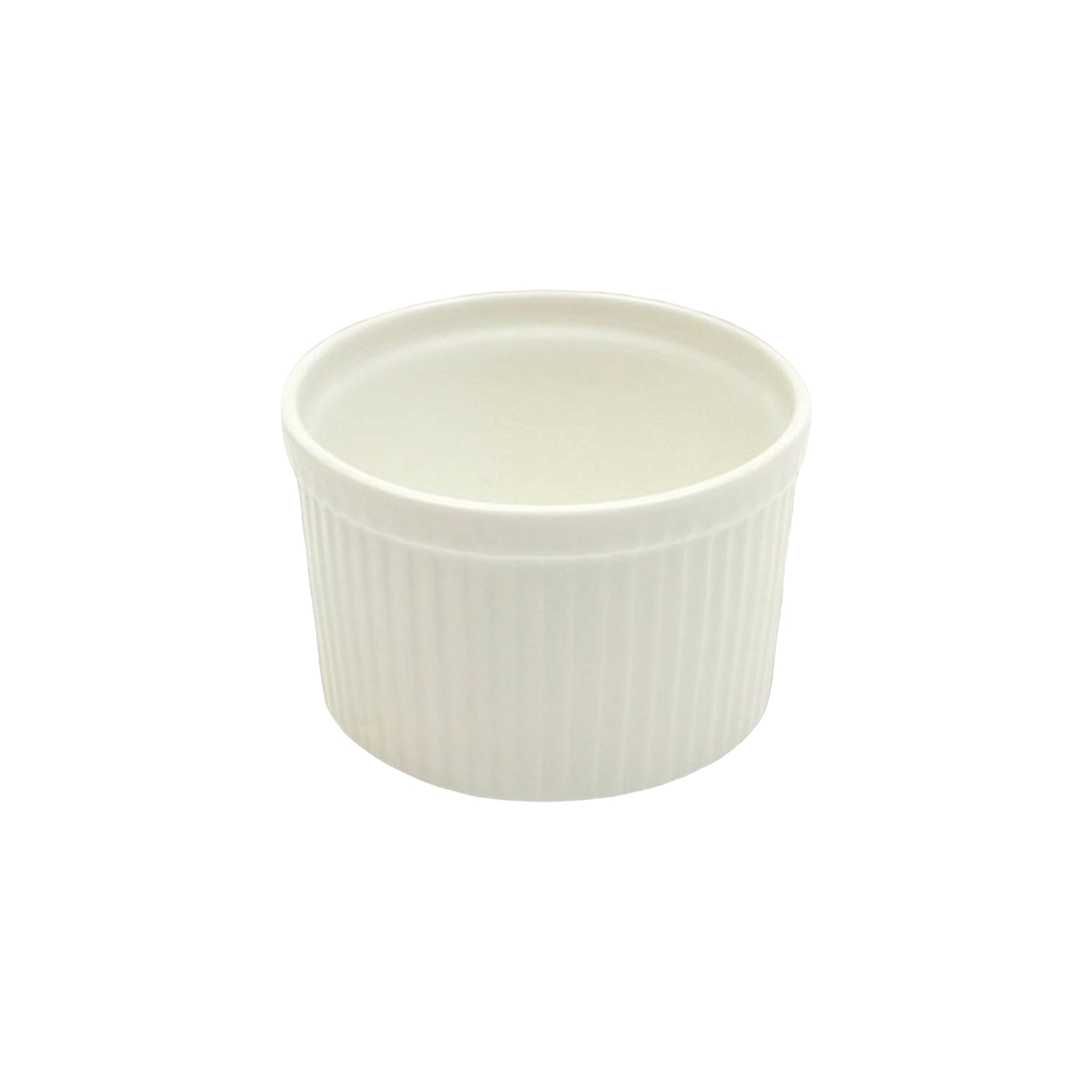 Ramekin Ceramic Ribbed 5inch 12.5x8cm White Baking Round Bowl