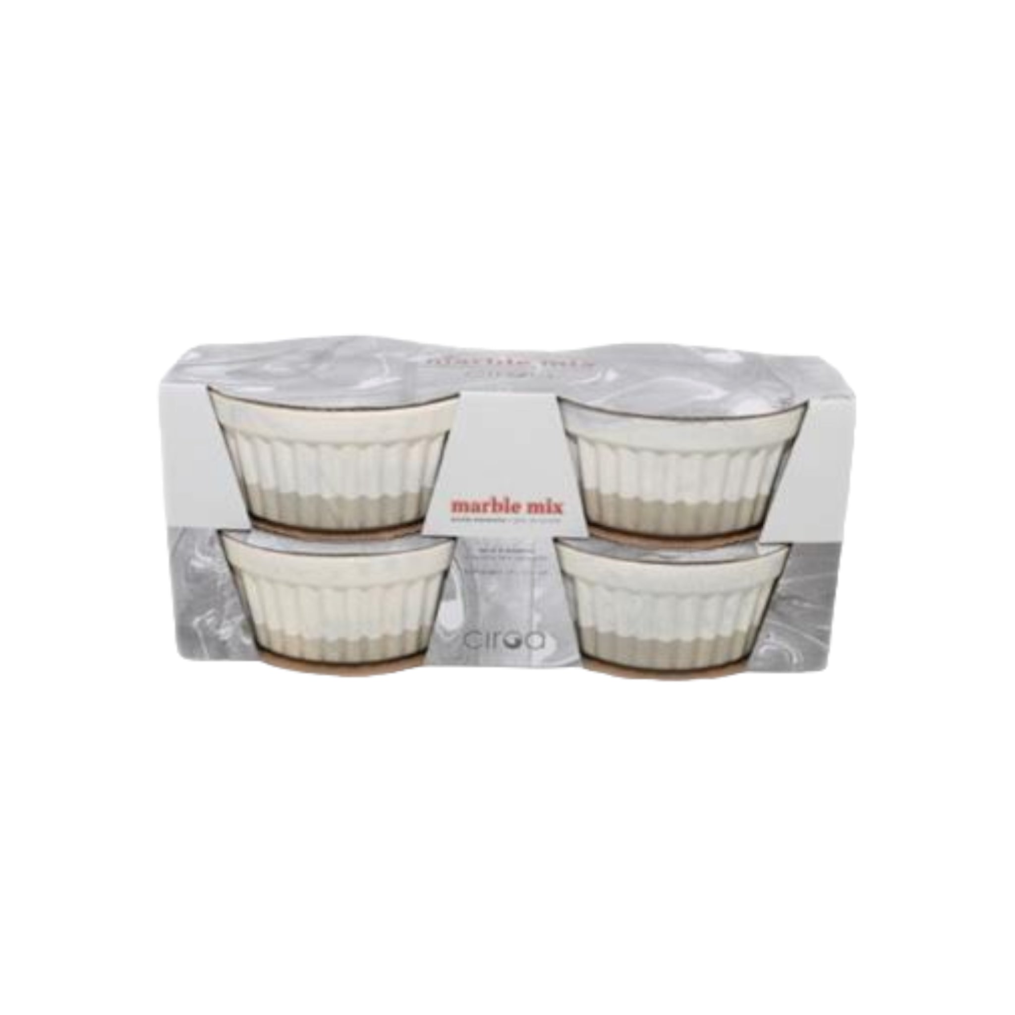 Ciroa Marble Ramekin Ribbed  Beige 4pc