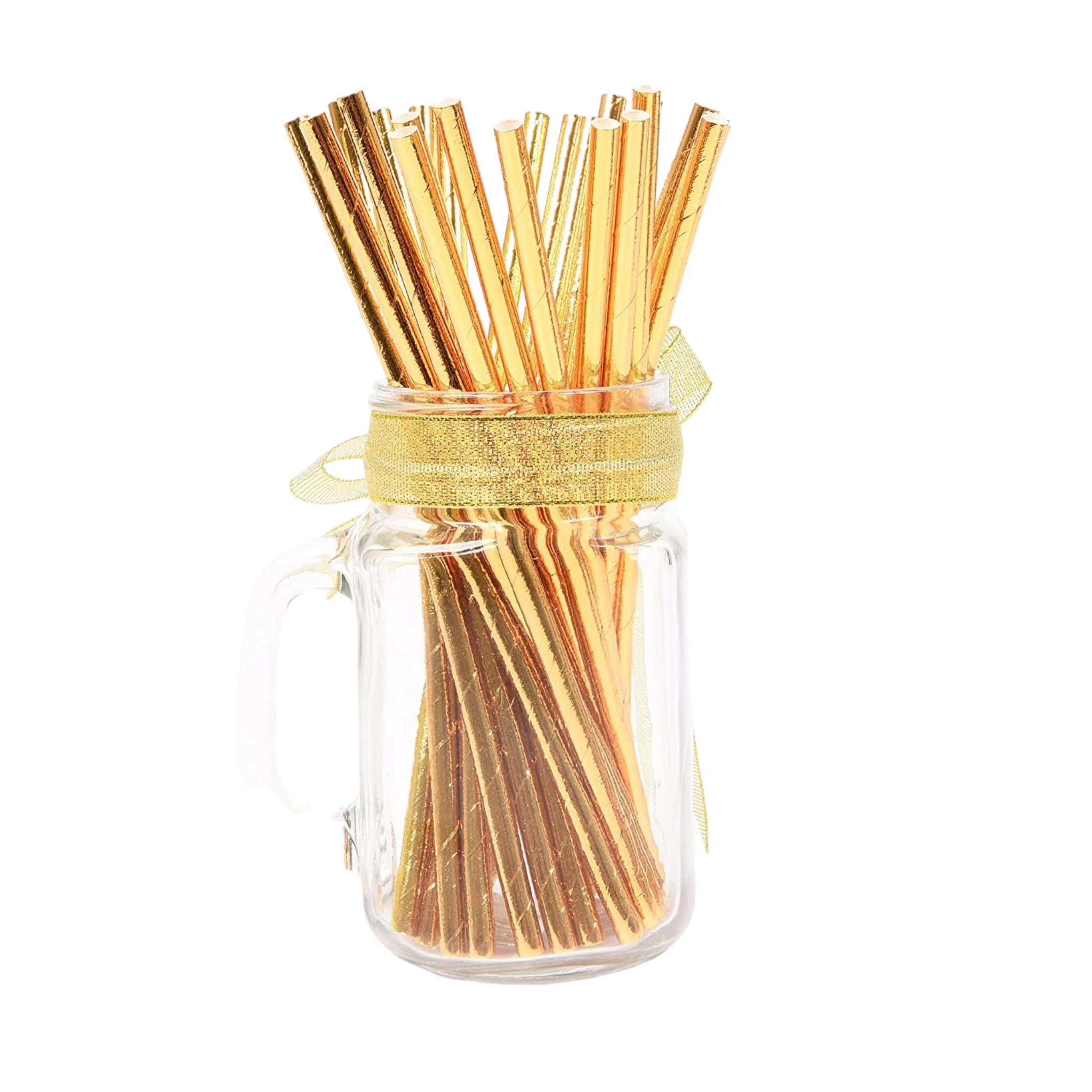 Disposable Paper Straws 6mm Silver or Gold 25pack