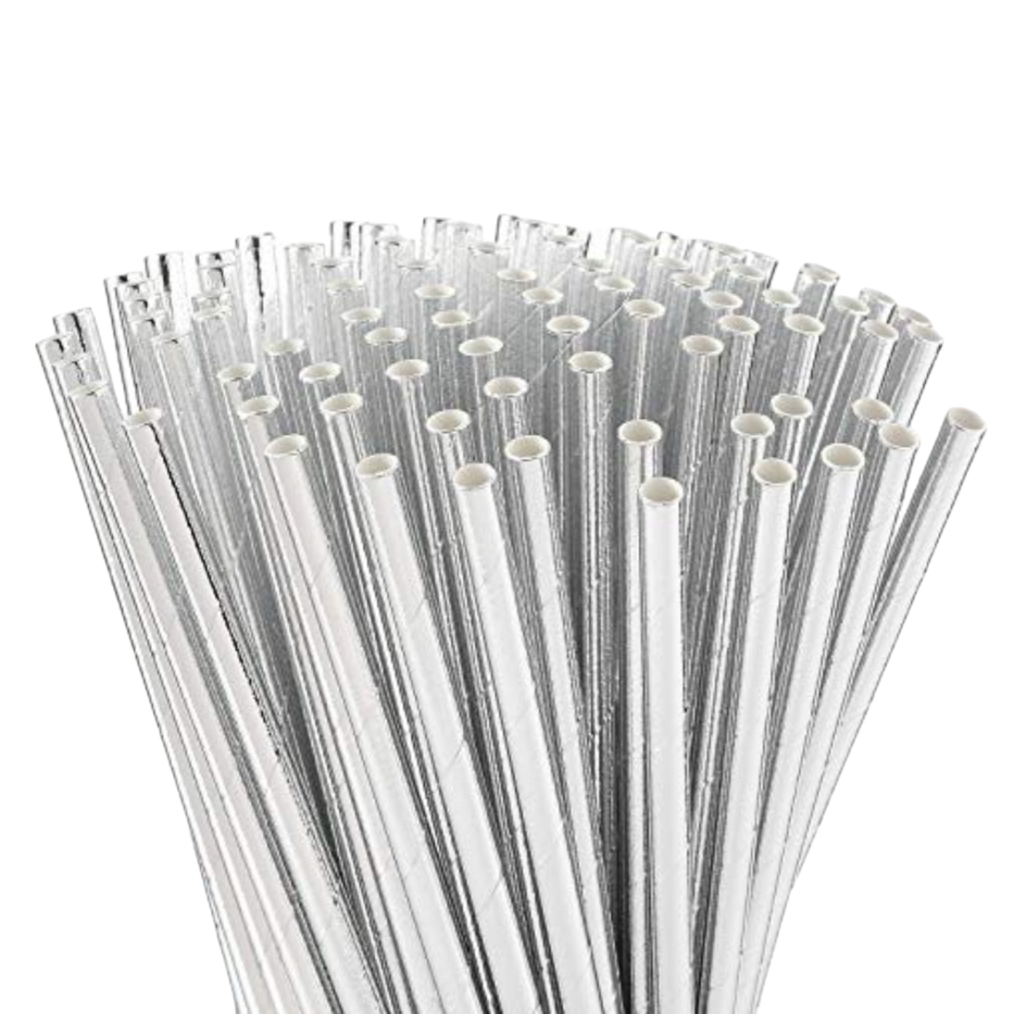 Disposable Paper Straws 6mm Silver or Gold 25pack