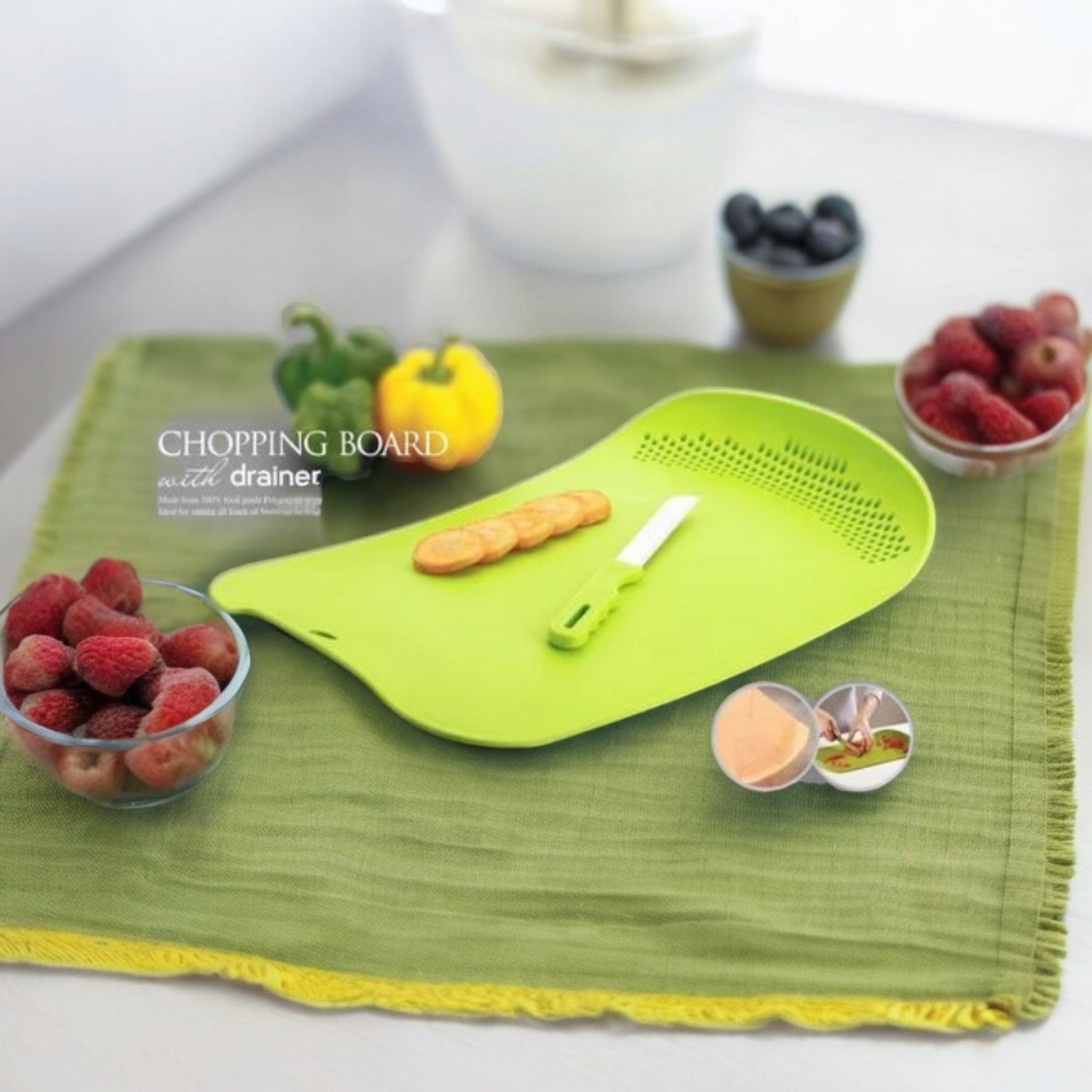 Chop & Drain Cutting Board 23x37cm 1pc