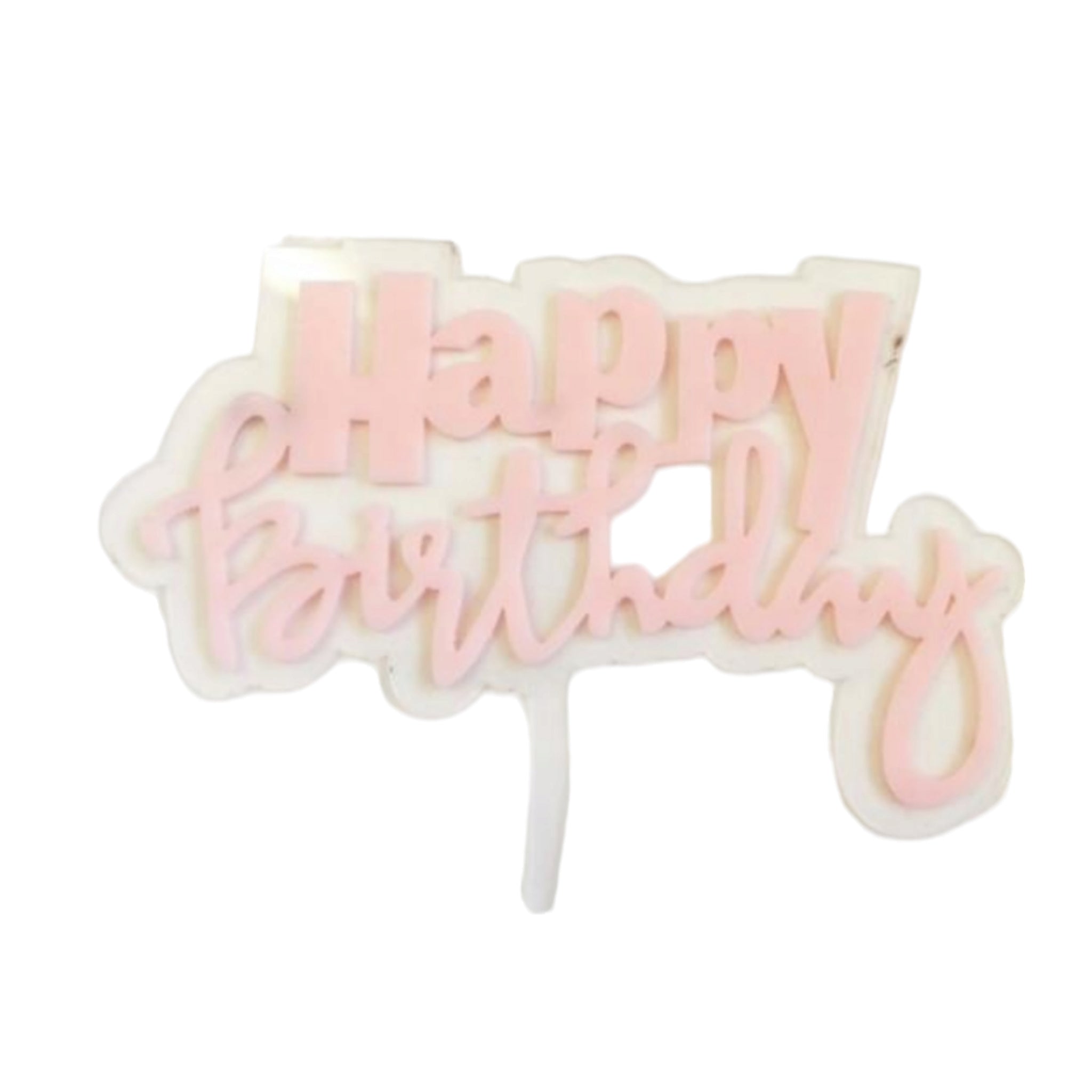 Acrylic Clear Cake Topper Pink Happy Birthday