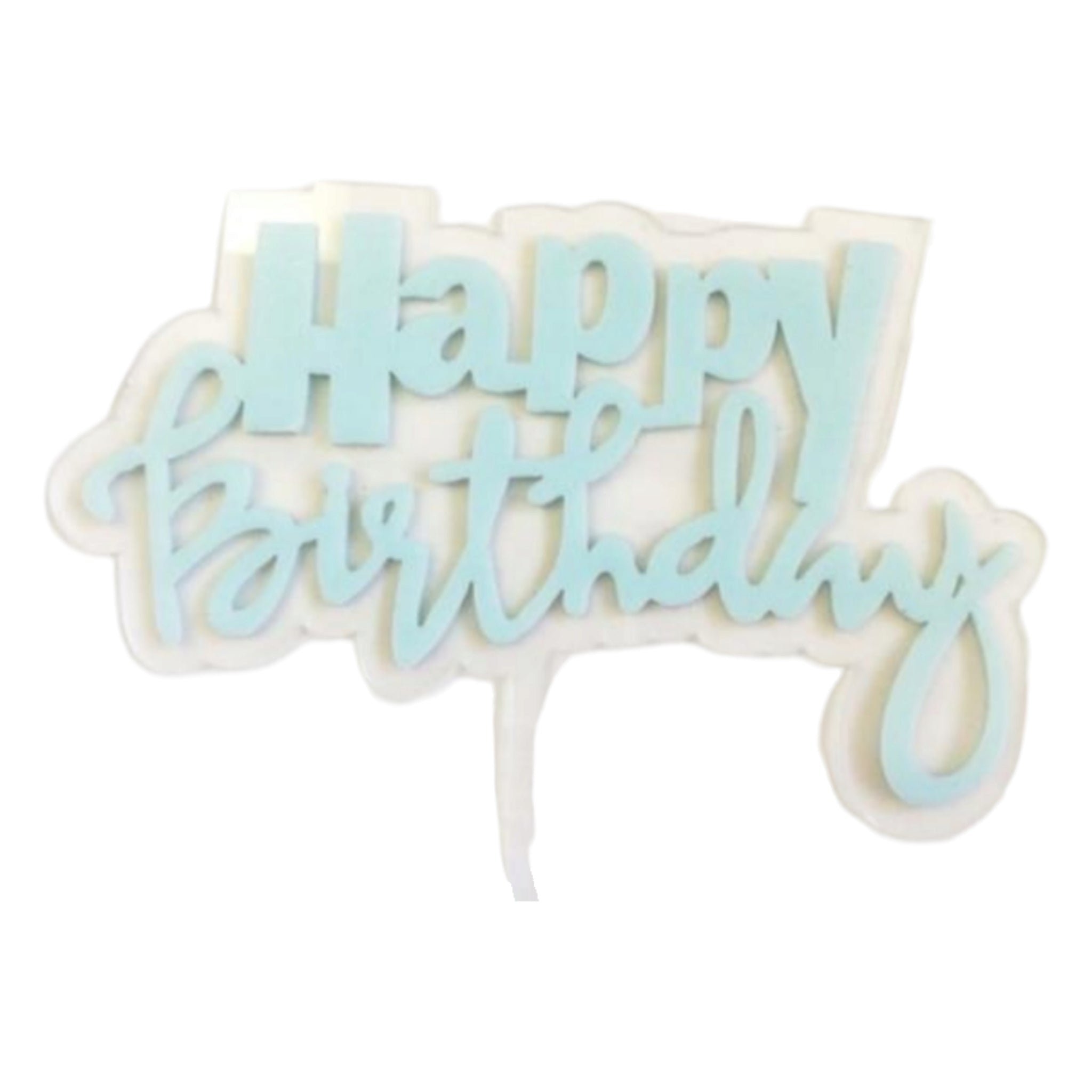Acrylic Clear Cake Topper Blue Happy Birthday